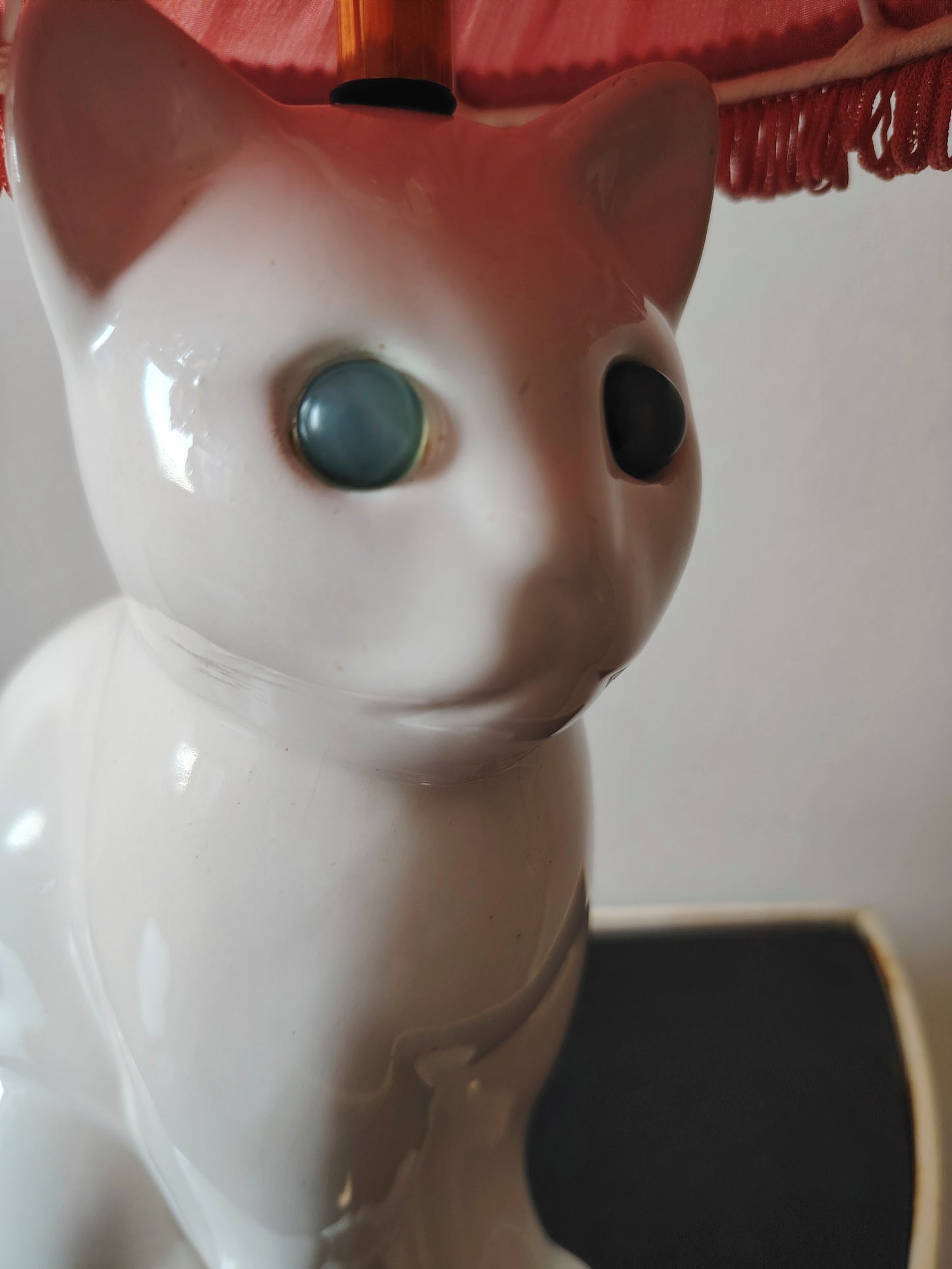 Vintage Small White Upcycled Cat lamp