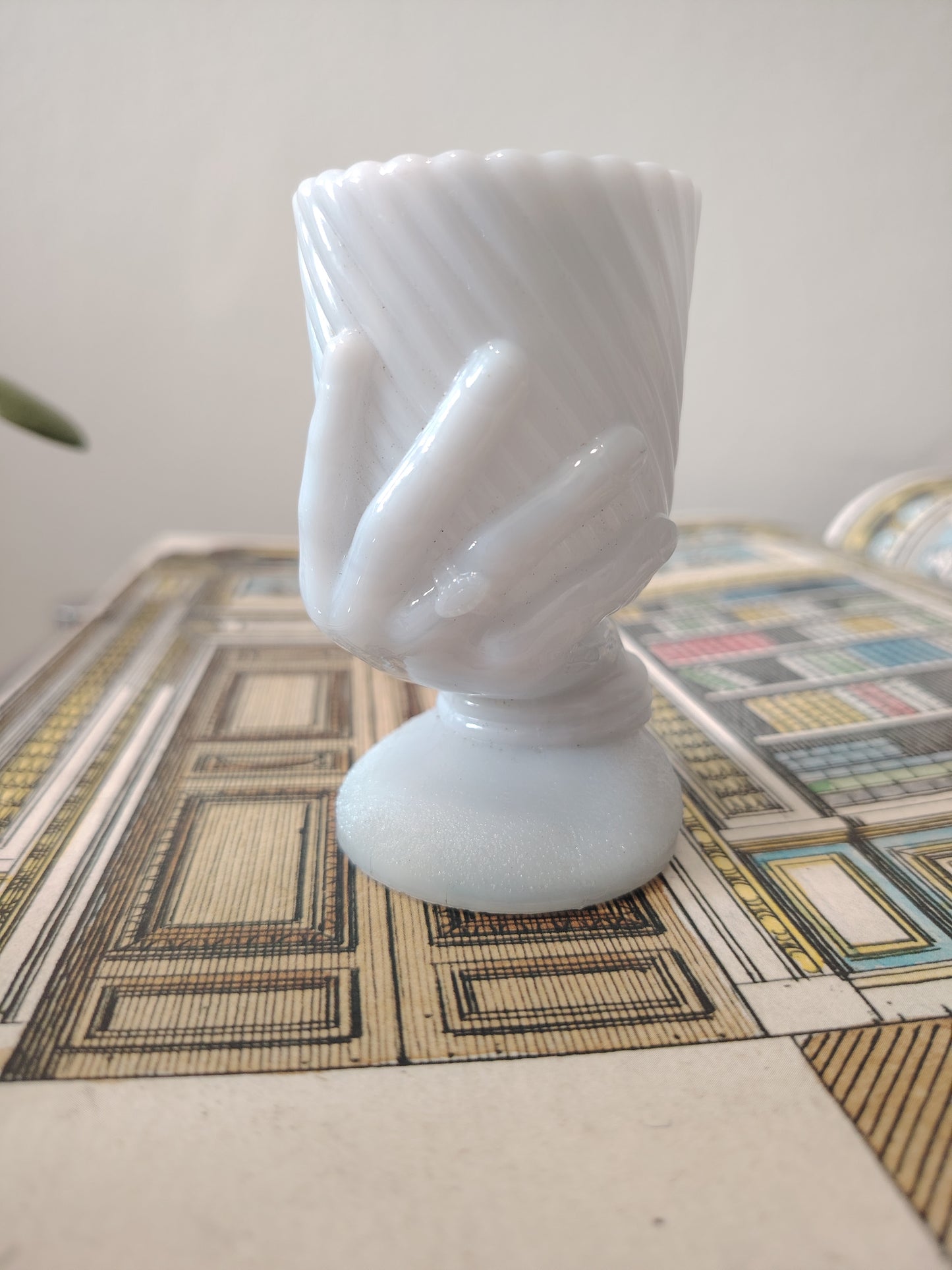 Antique French Milk Glass Hand Vase