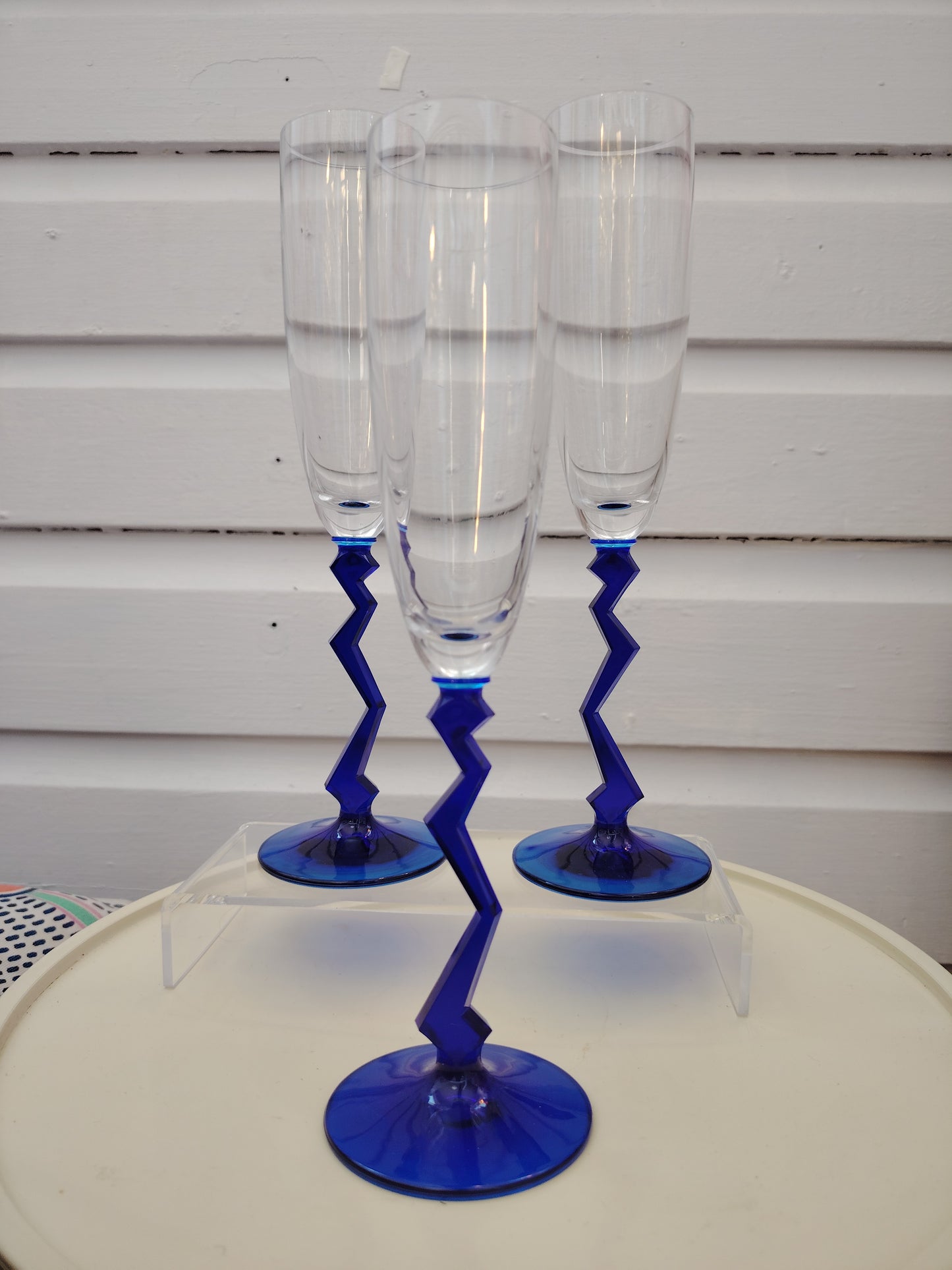 Trio of Vintage 80's Memphis Style Champagne Flutes