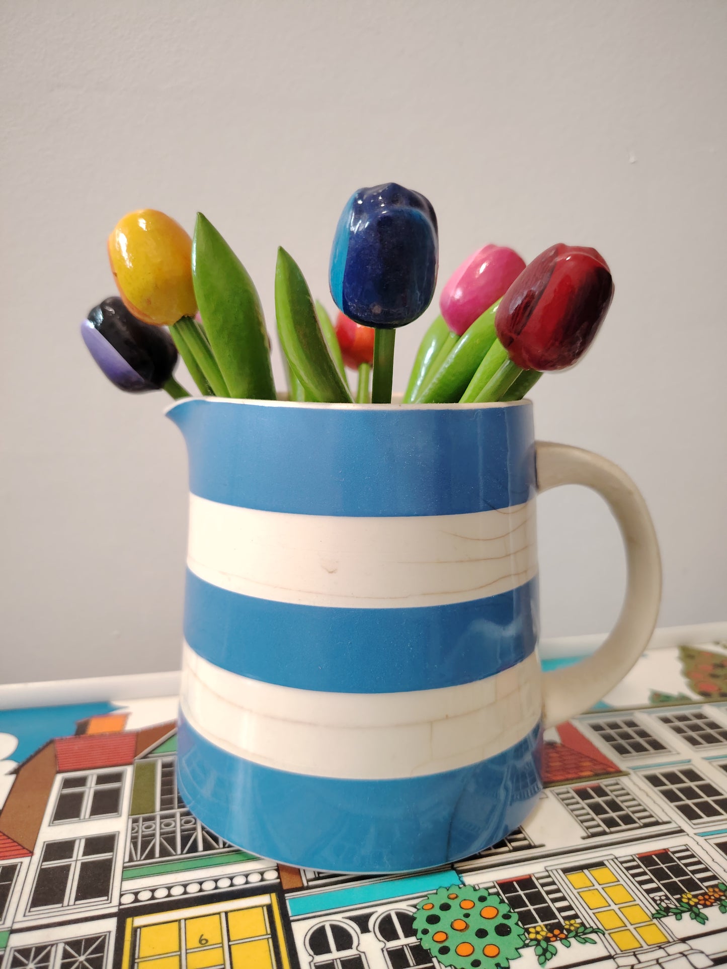 Set of 9 Vintage Wooden Tulips