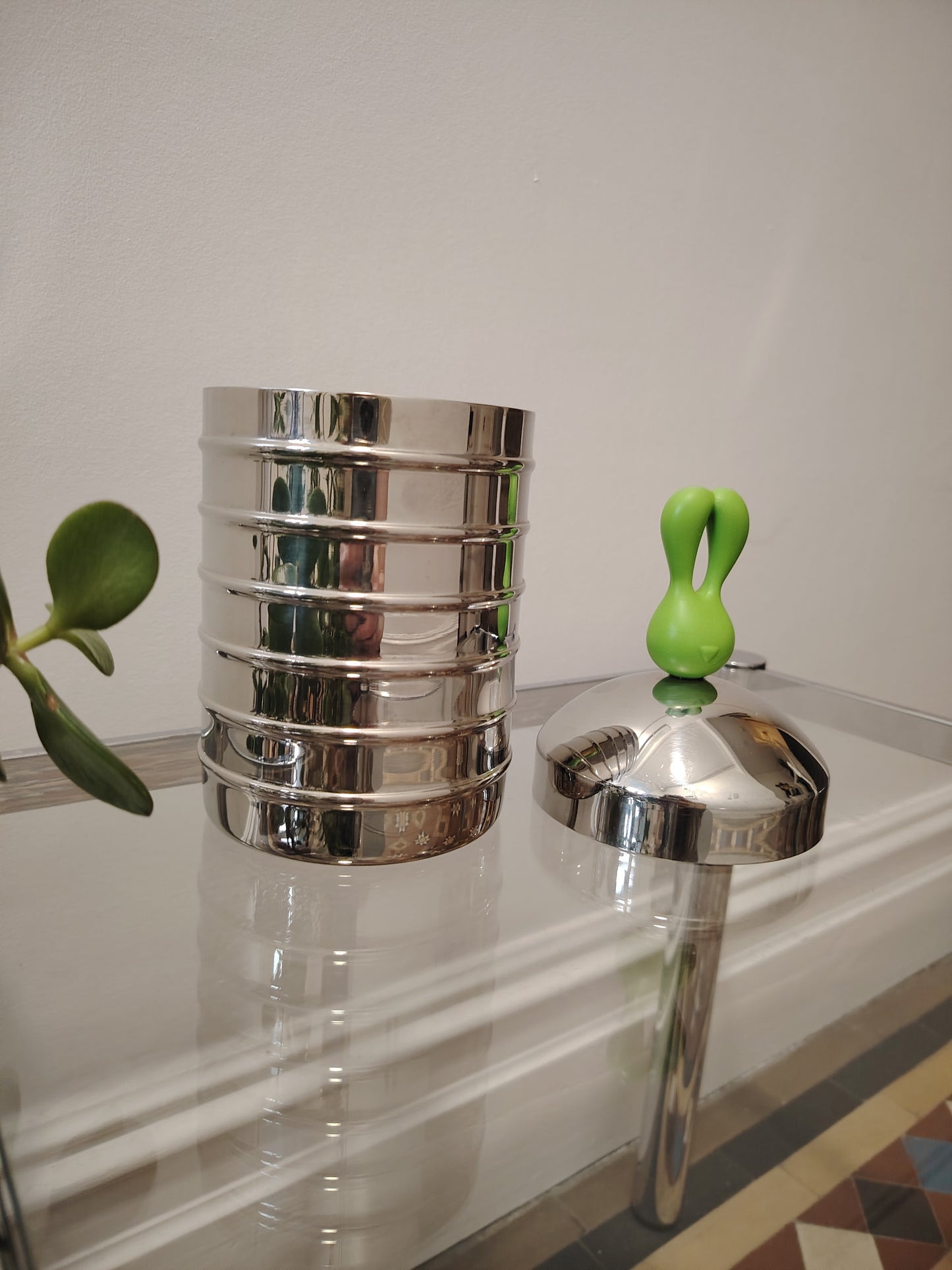 Pair of rare 90's Stainless Steel Kitchen Cannisters by SKS Edelstahl Germany