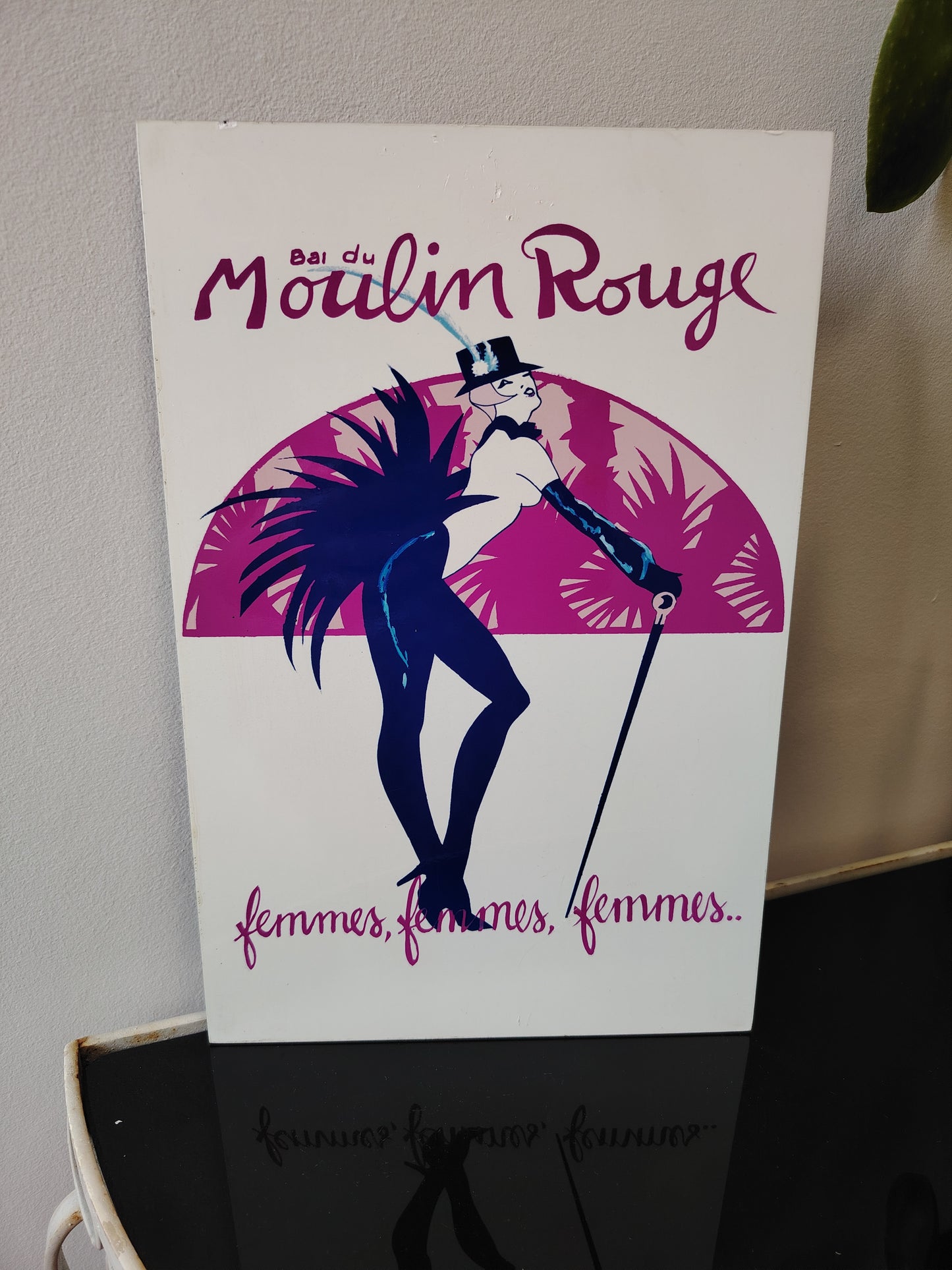 Vintage 80's Moulin Rouge Deco Style Wall Plaque