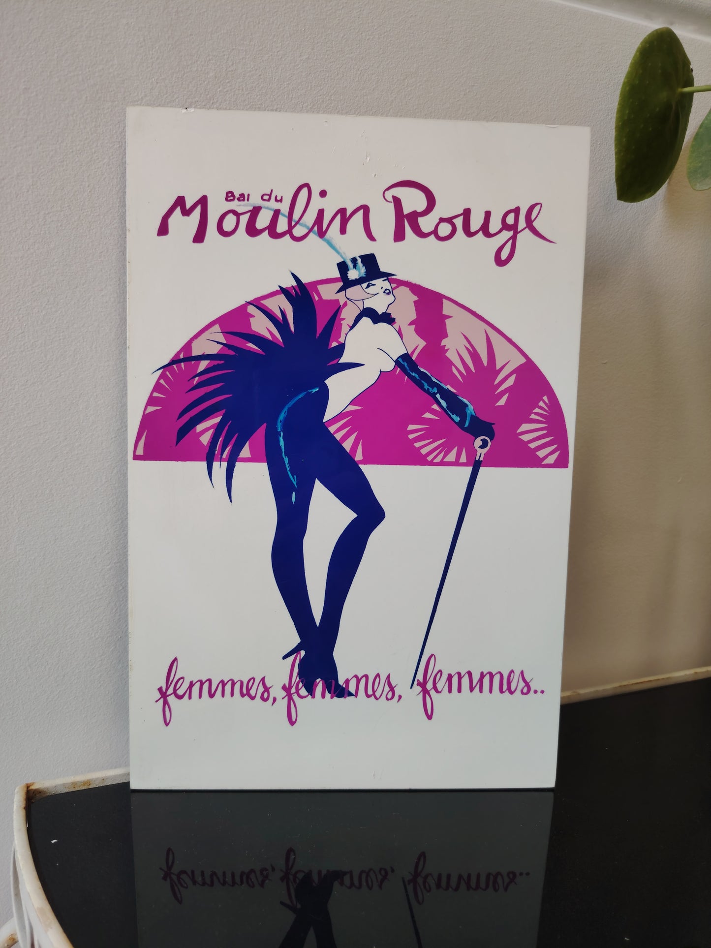 Vintage 80's Moulin Rouge Deco Style Wall Plaque