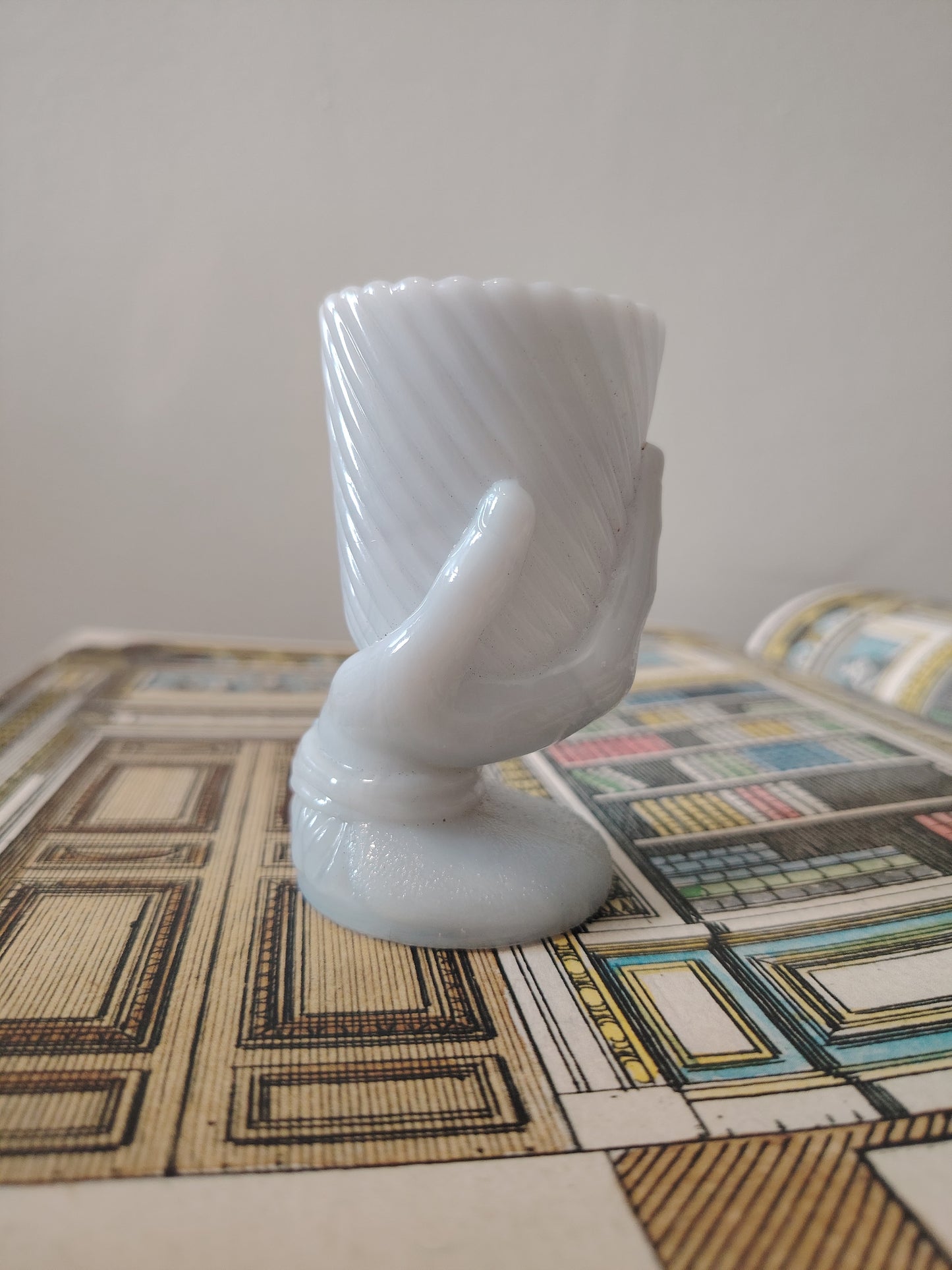 Antique French Milk Glass Hand Vase