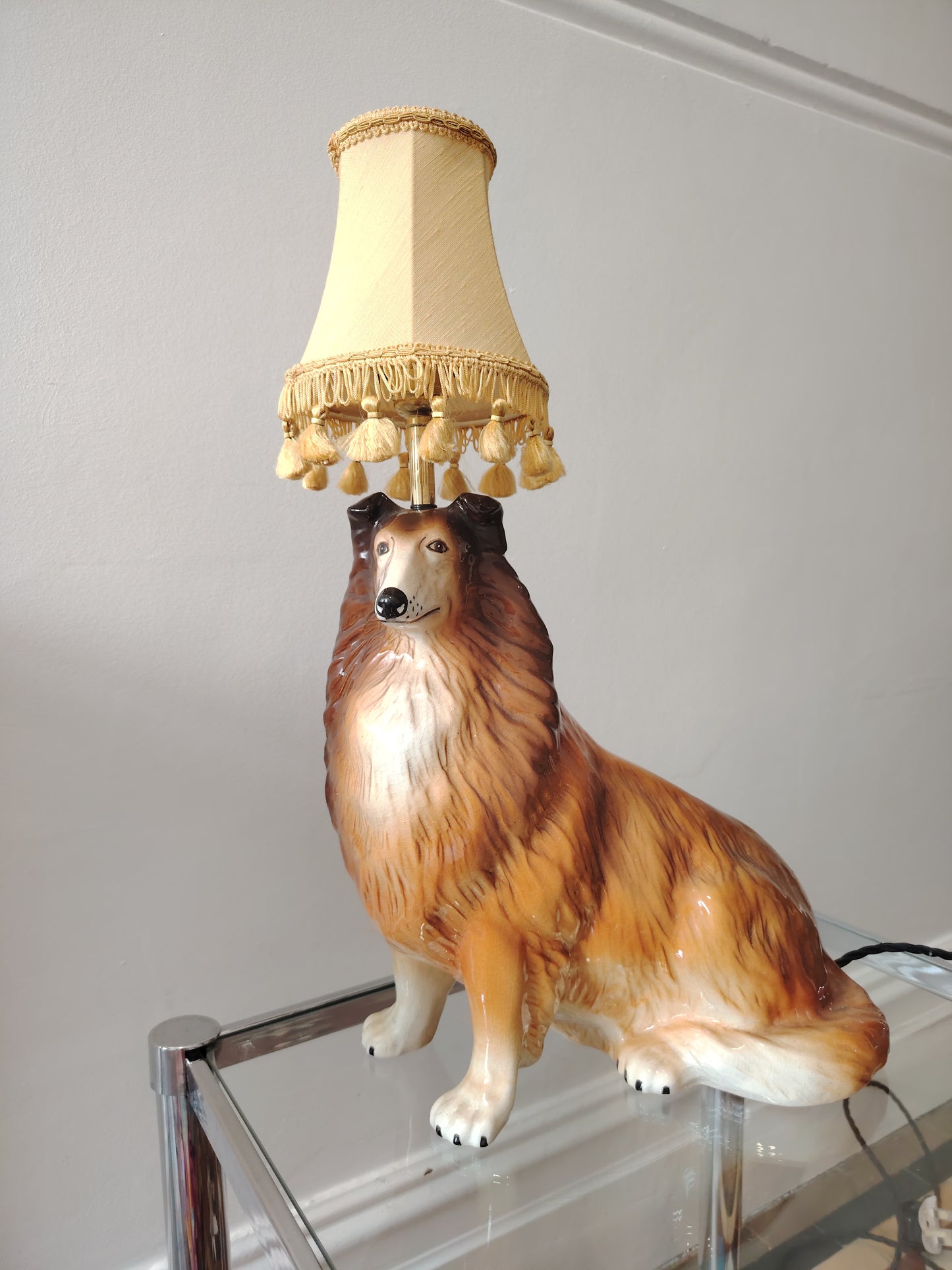 Vintage upcycled Collie Dog Lamp