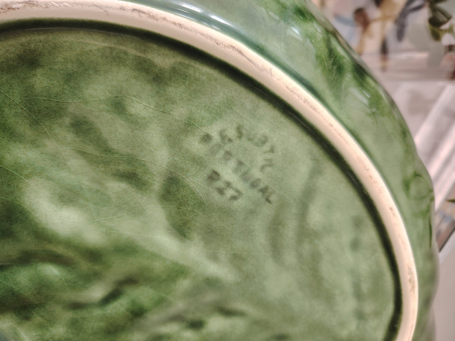 Medium Vintage Portuguese Cabbage Ware Leaf Dish