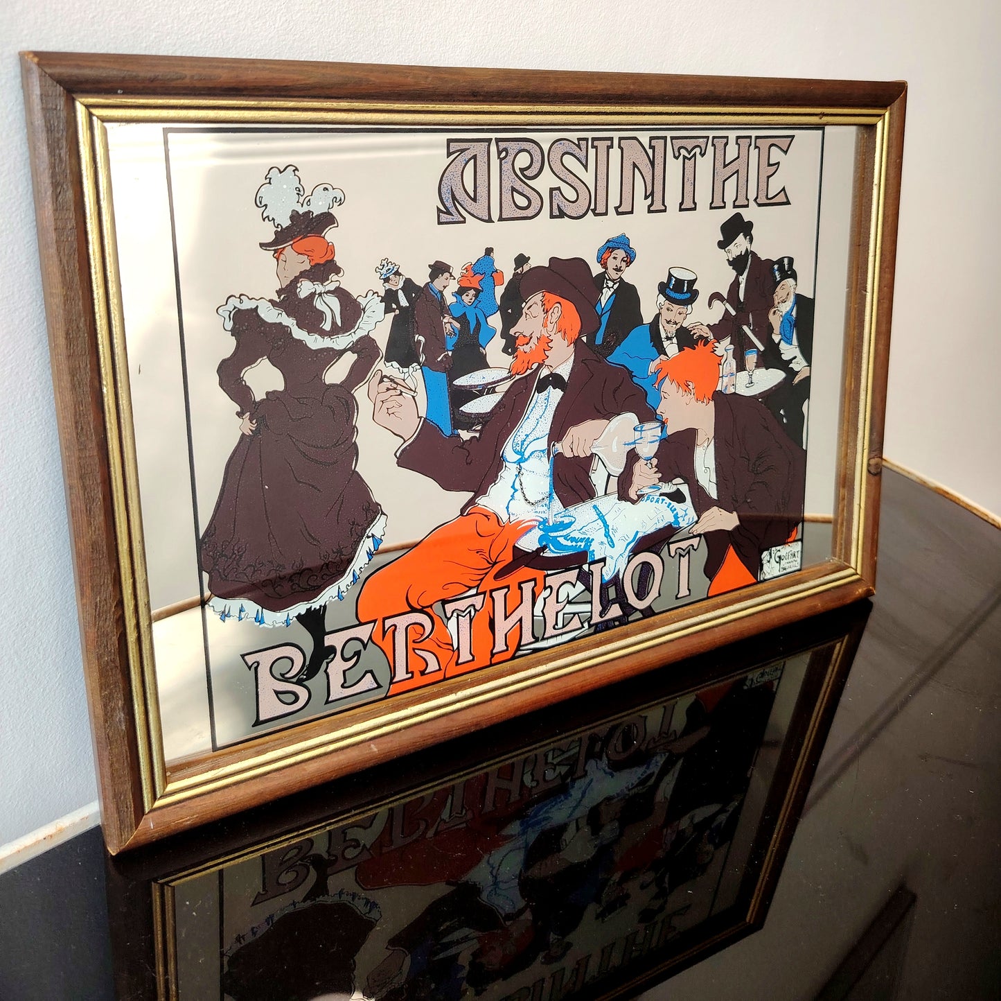 Rare Vintage Art Nouvea Style Henri Thiriet Absinthe Advertising Mirror