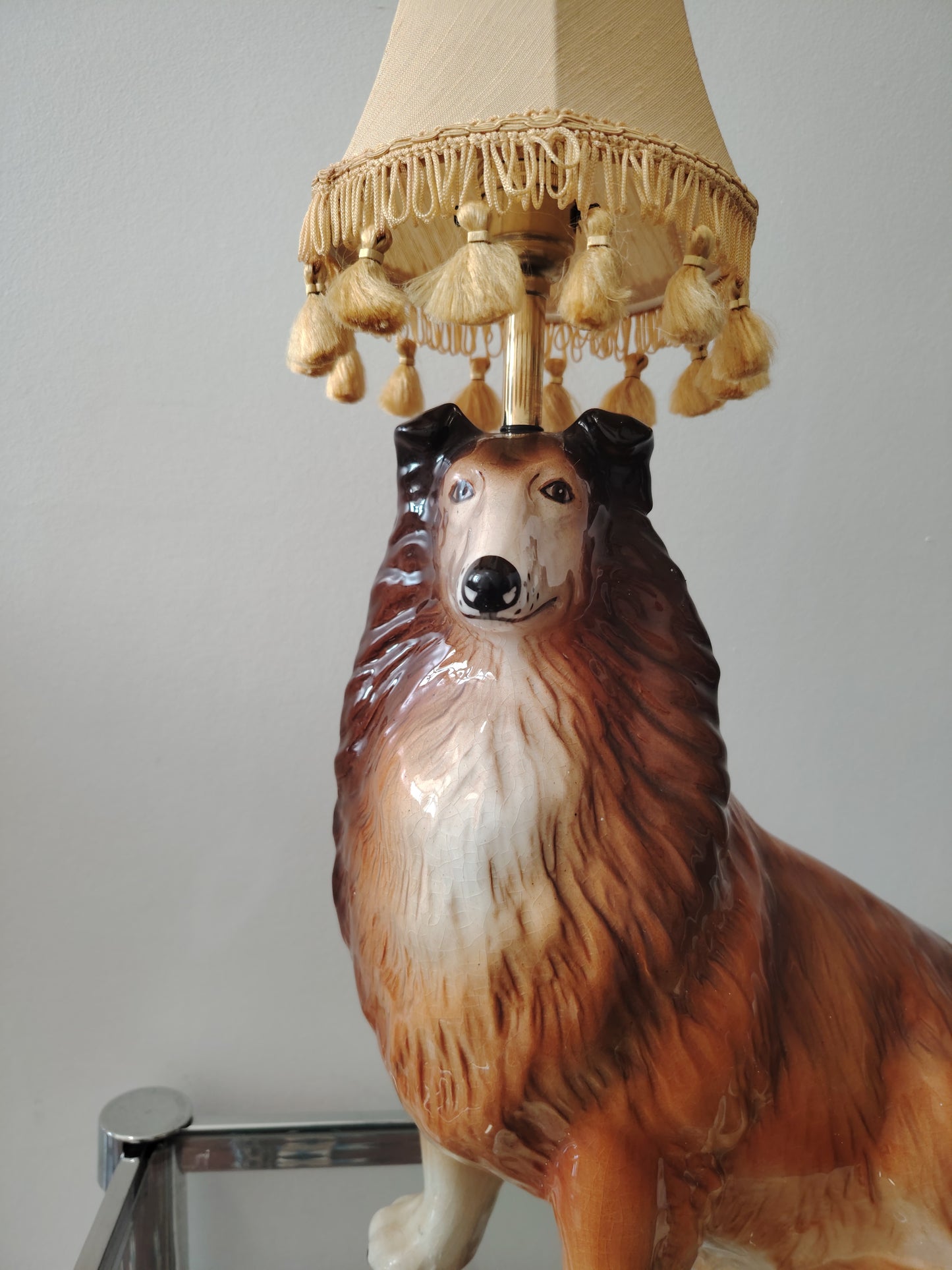 Vintage upcycled Collie Dog Lamp