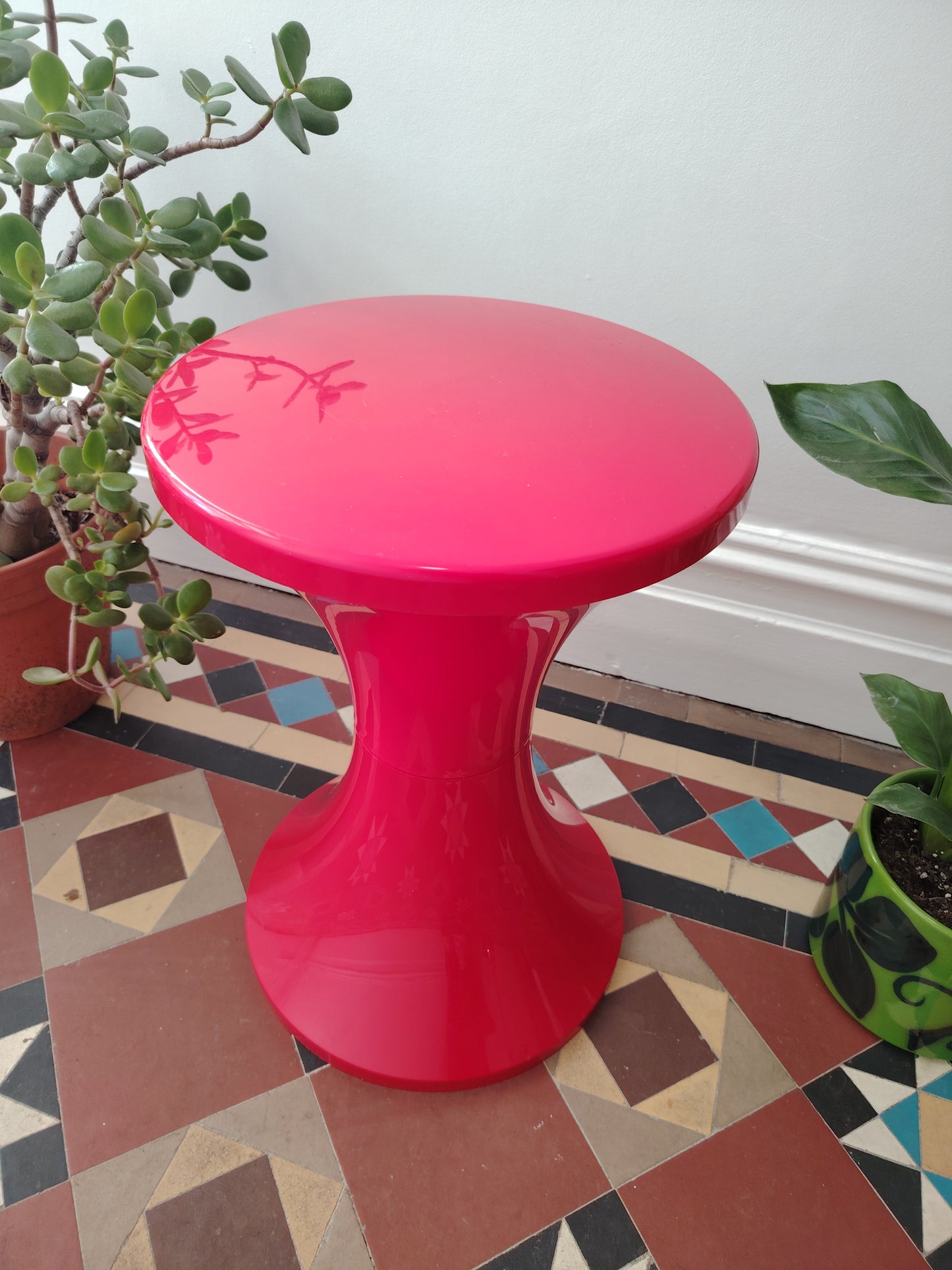 Original Vintage Red Tam Tam Stool/ Plant Stand