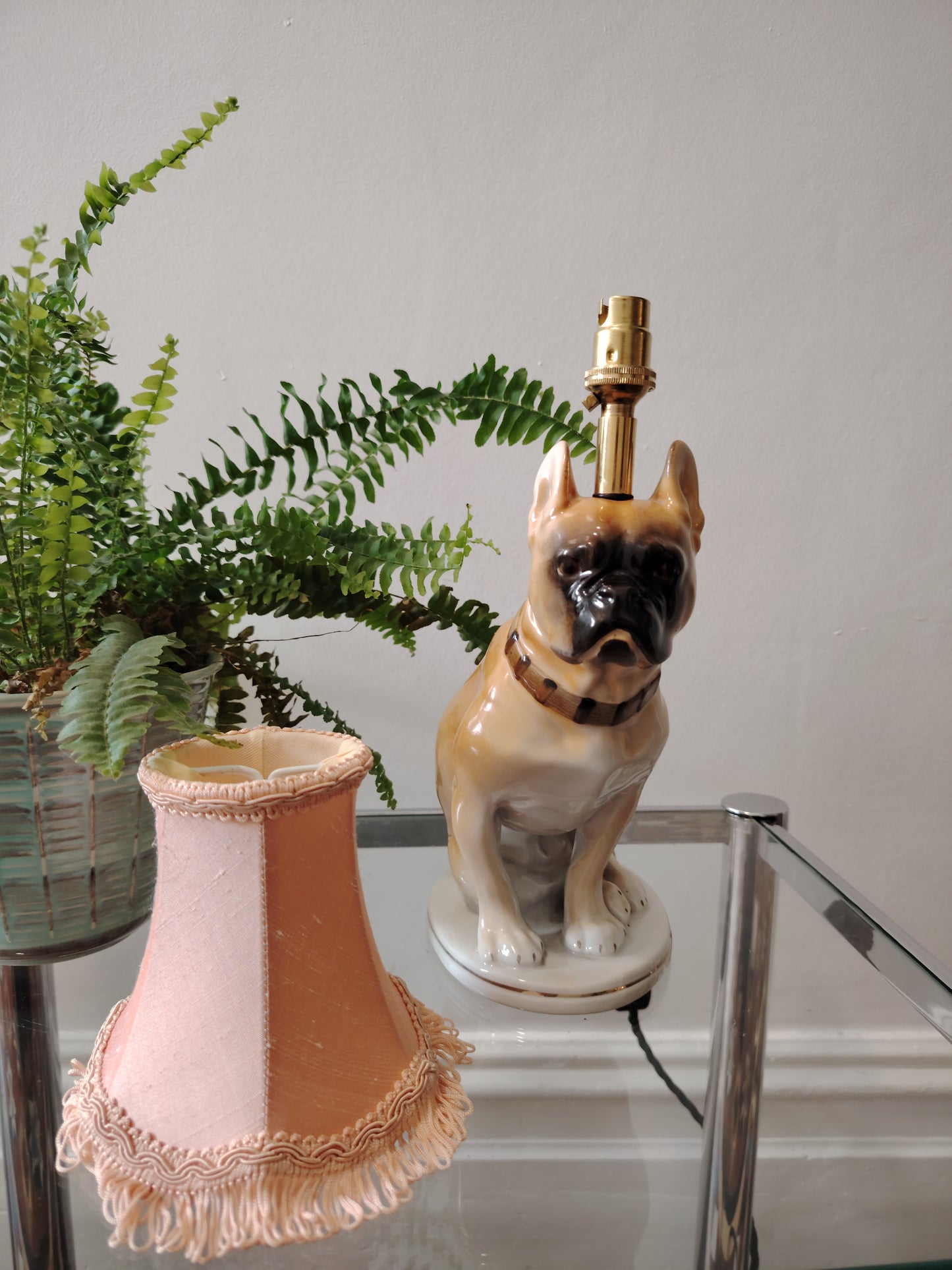 Vintage Upcycled French Bull Dog Lamp