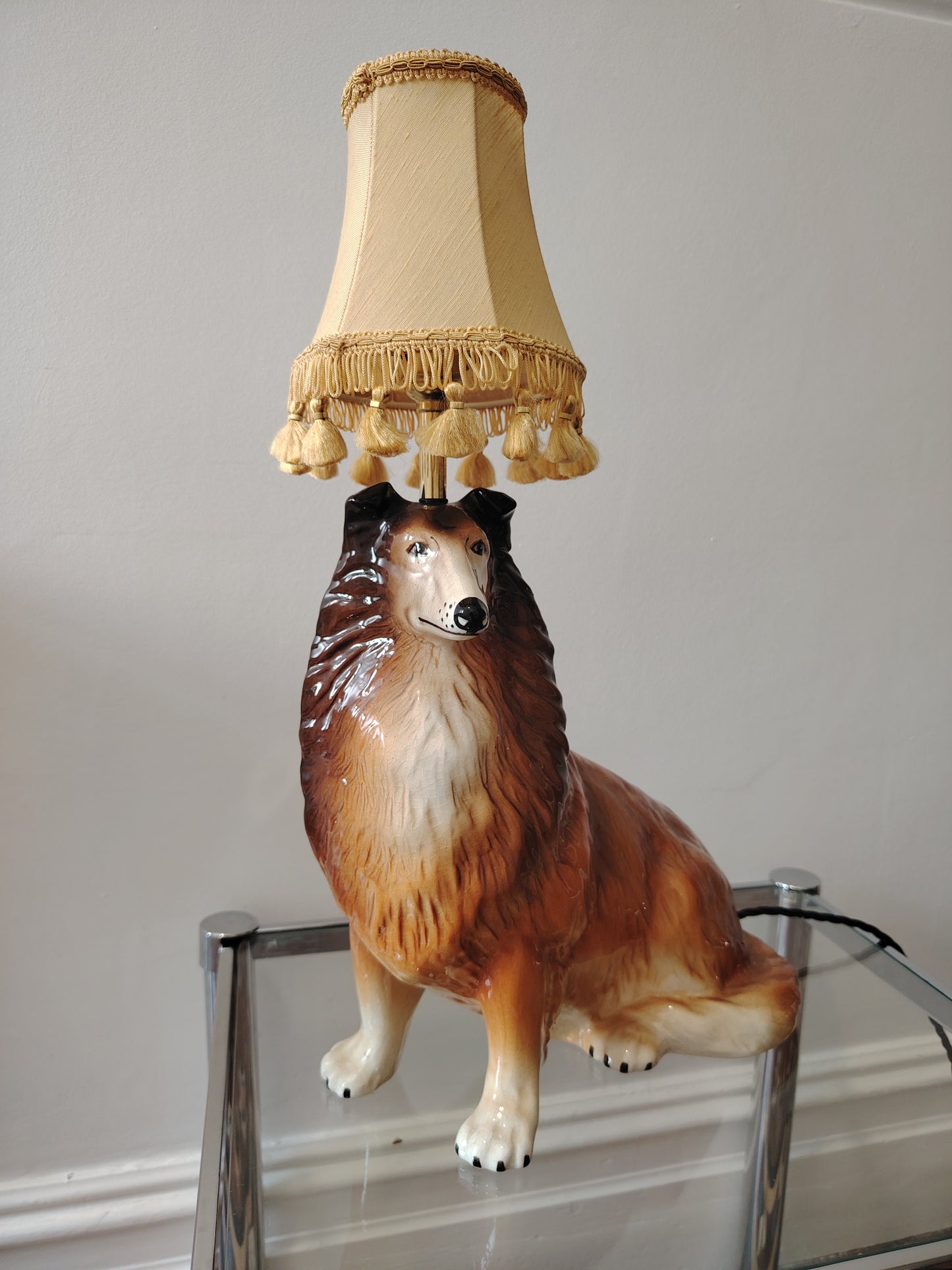 Vintage upcycled Collie Dog Lamp