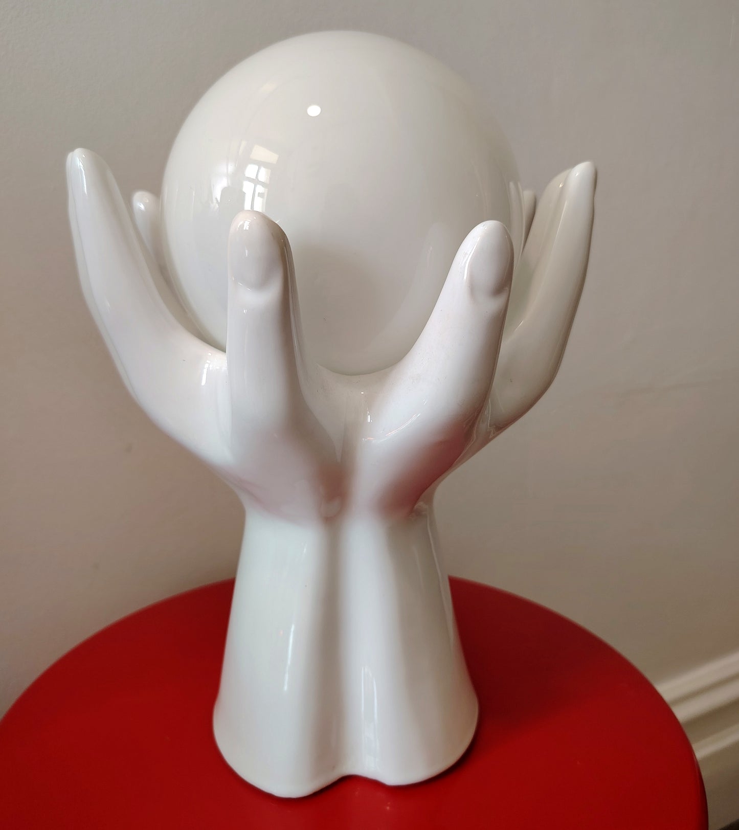 Vintage 80's Hands and Globe Lamp