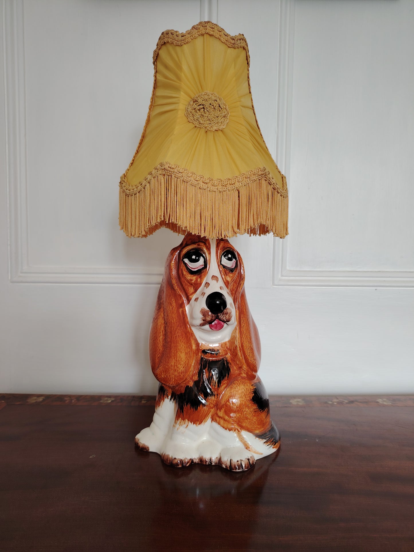 Vintage Large Reworked Bassett Hound Lamp
