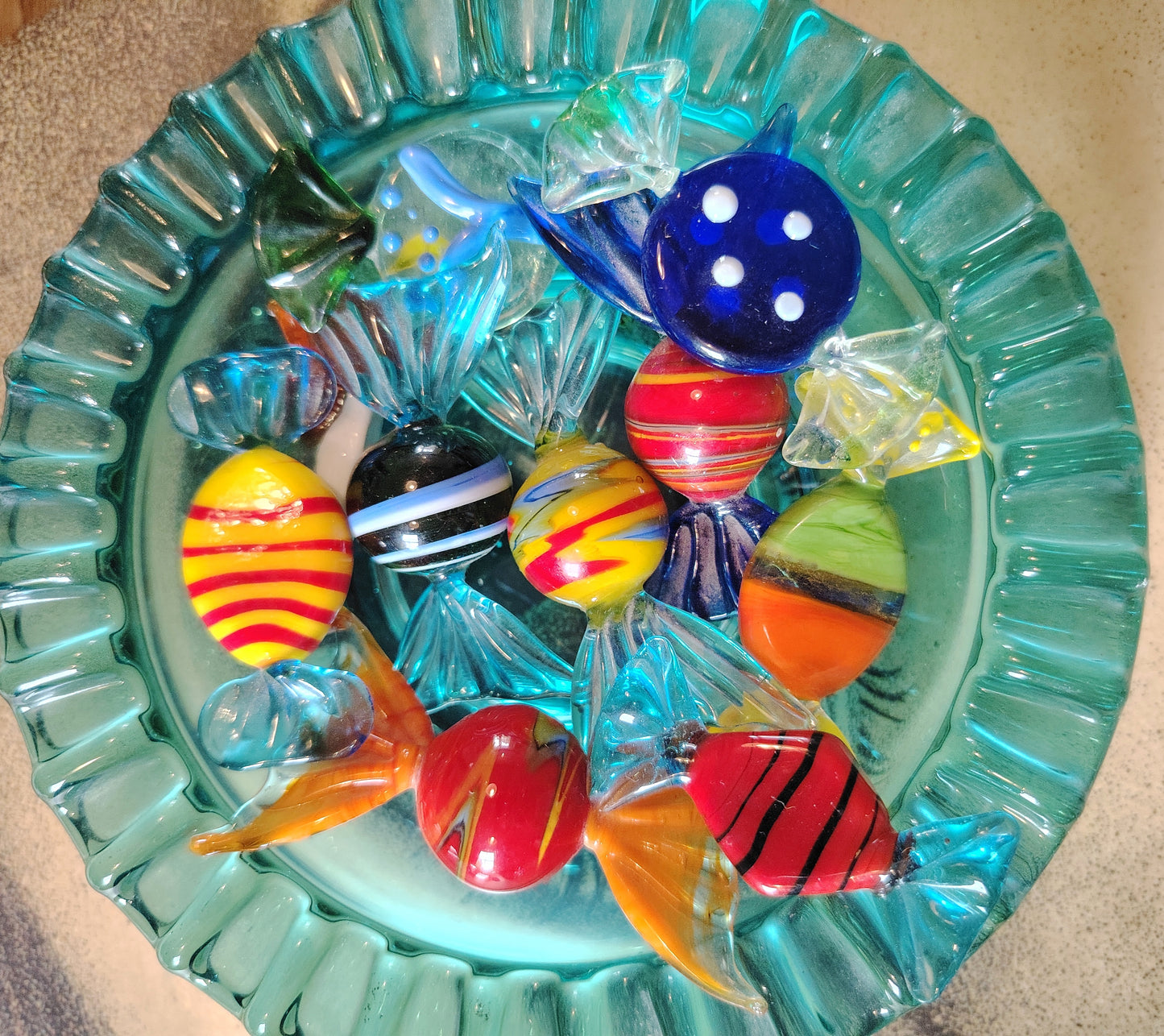 Set of 10 assorted murano glass sweets