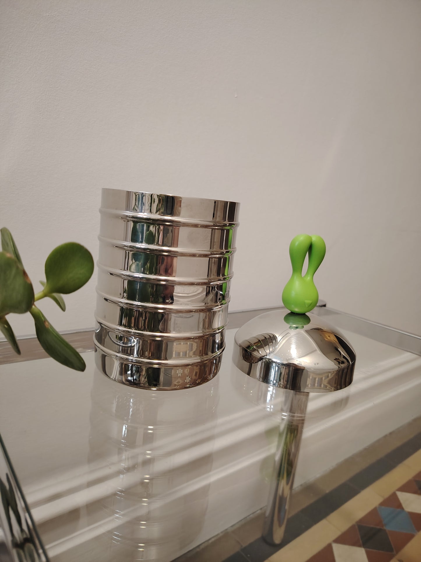 Pair of rare 90's Stainless Steel Kitchen Cannisters by SKS Edelstahl Germany