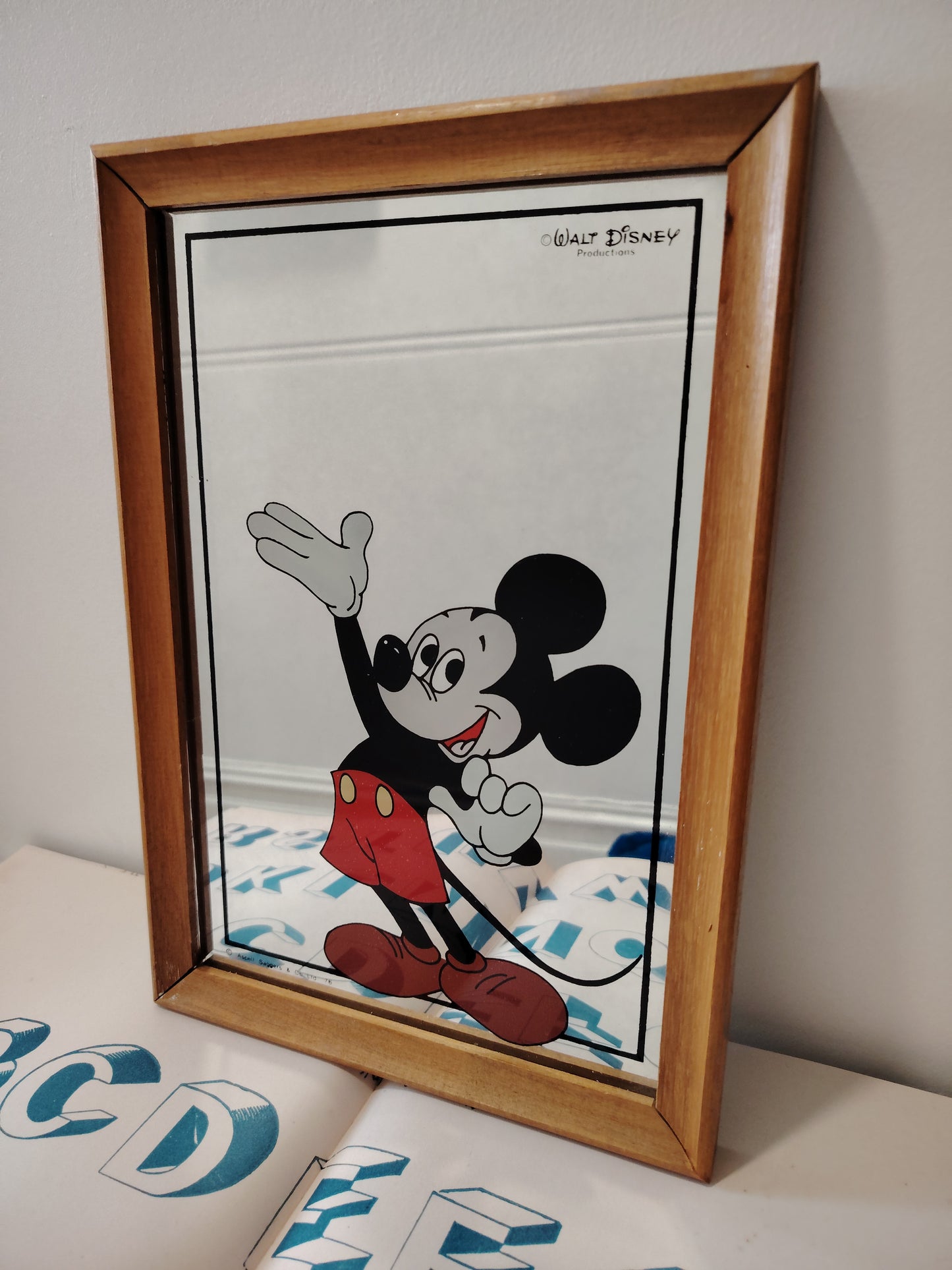 Vintage 1970's Mickey Mouse Picture Mirror