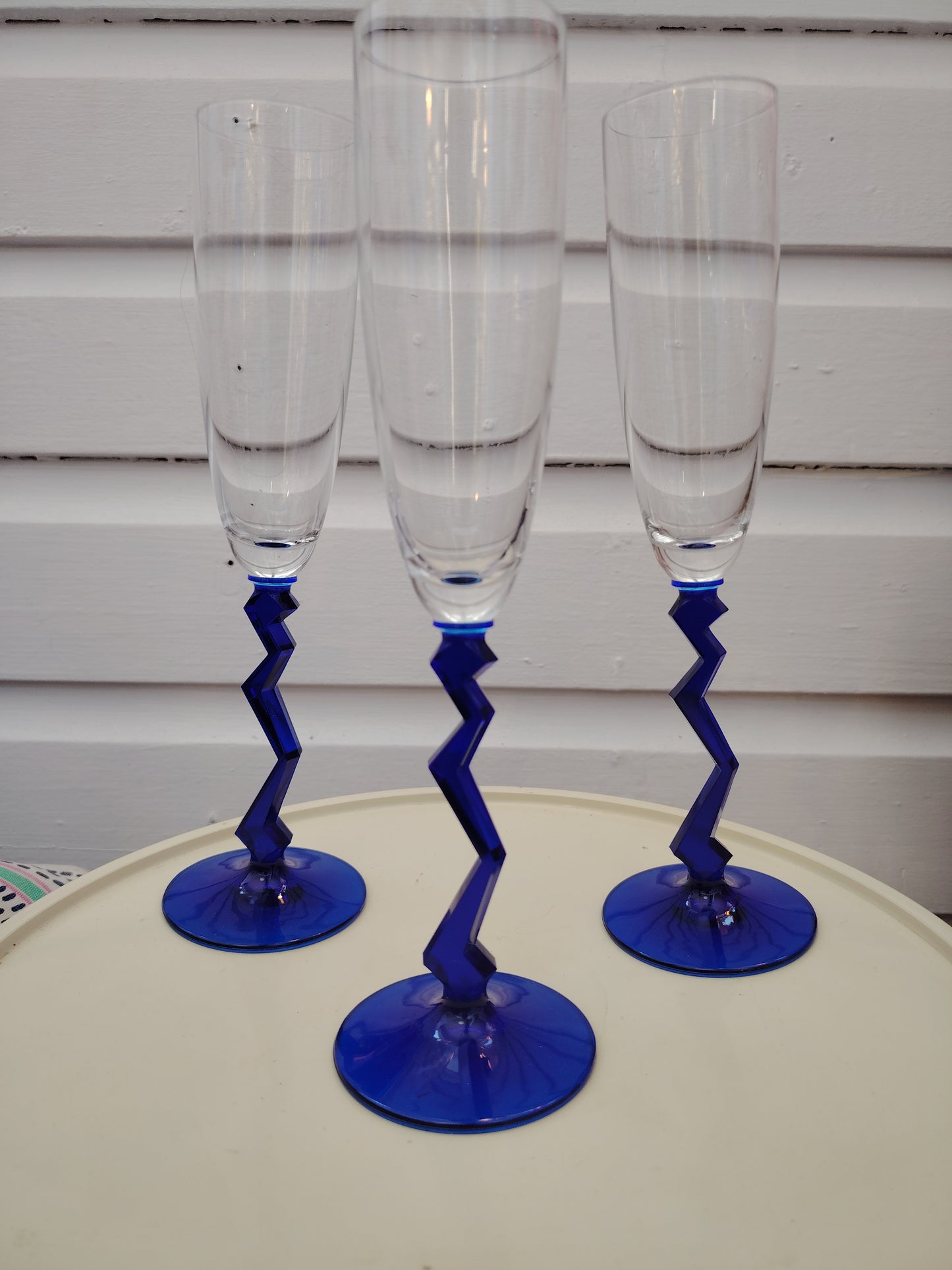 Trio of Vintage 80's Memphis Style Champagne Flutes