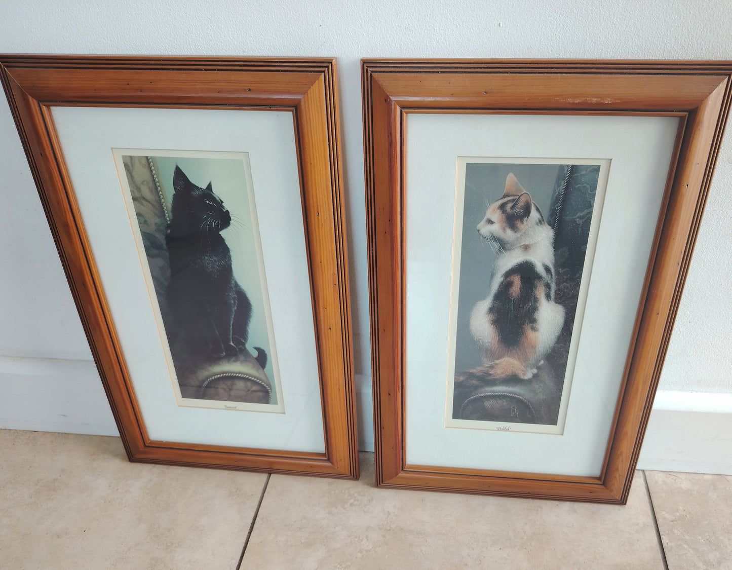 Pair of 90's Cat Prints "Samson and Delilah"