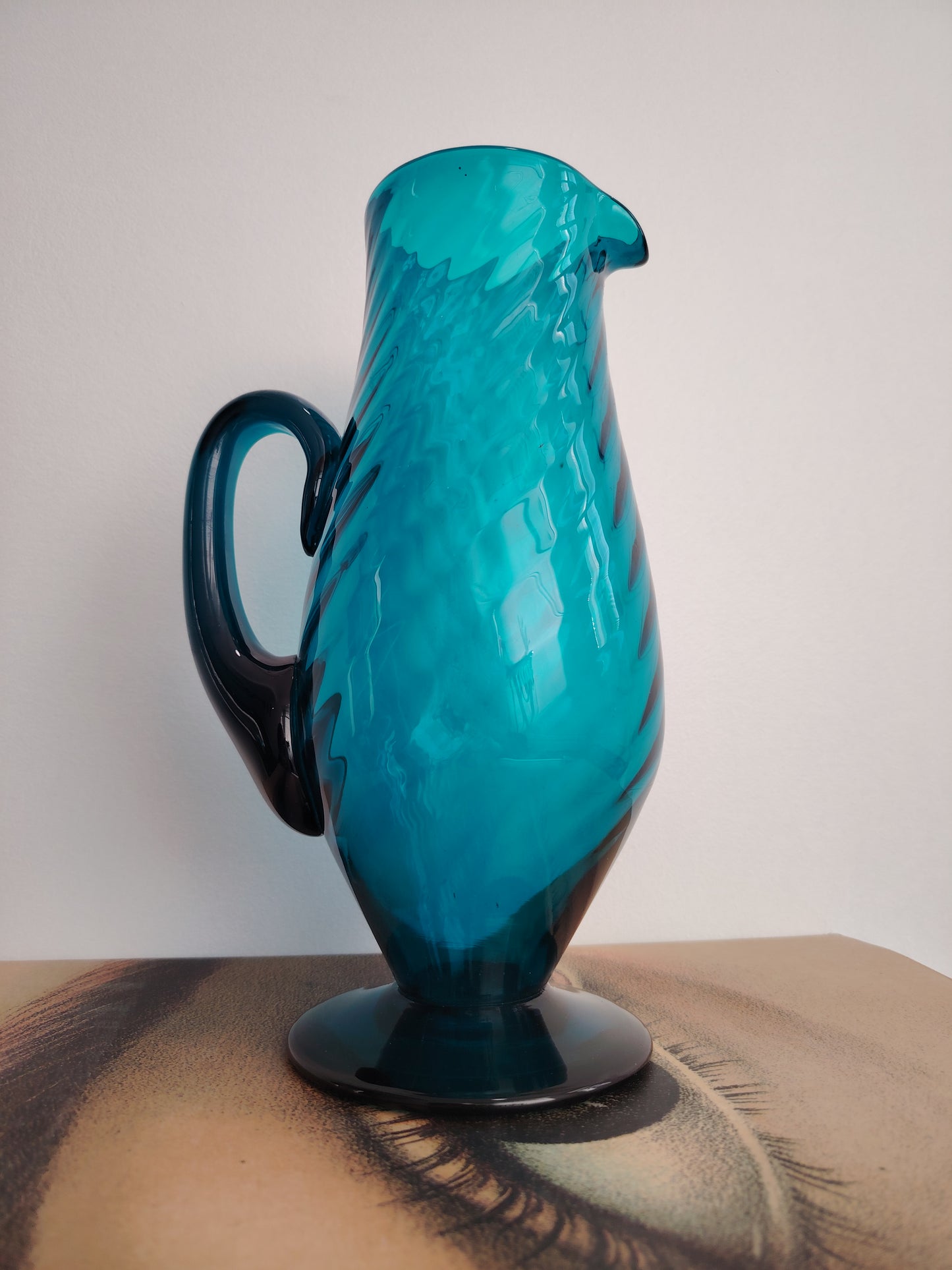 Stunning Turquoise Glass Jug