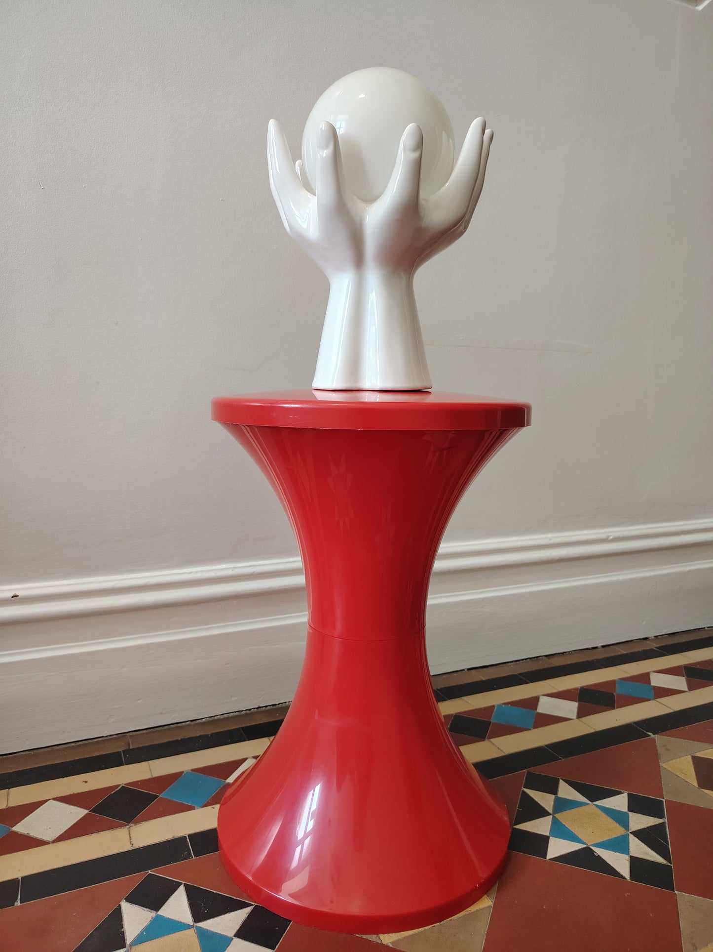 Vintage 80's Hands and Globe Lamp