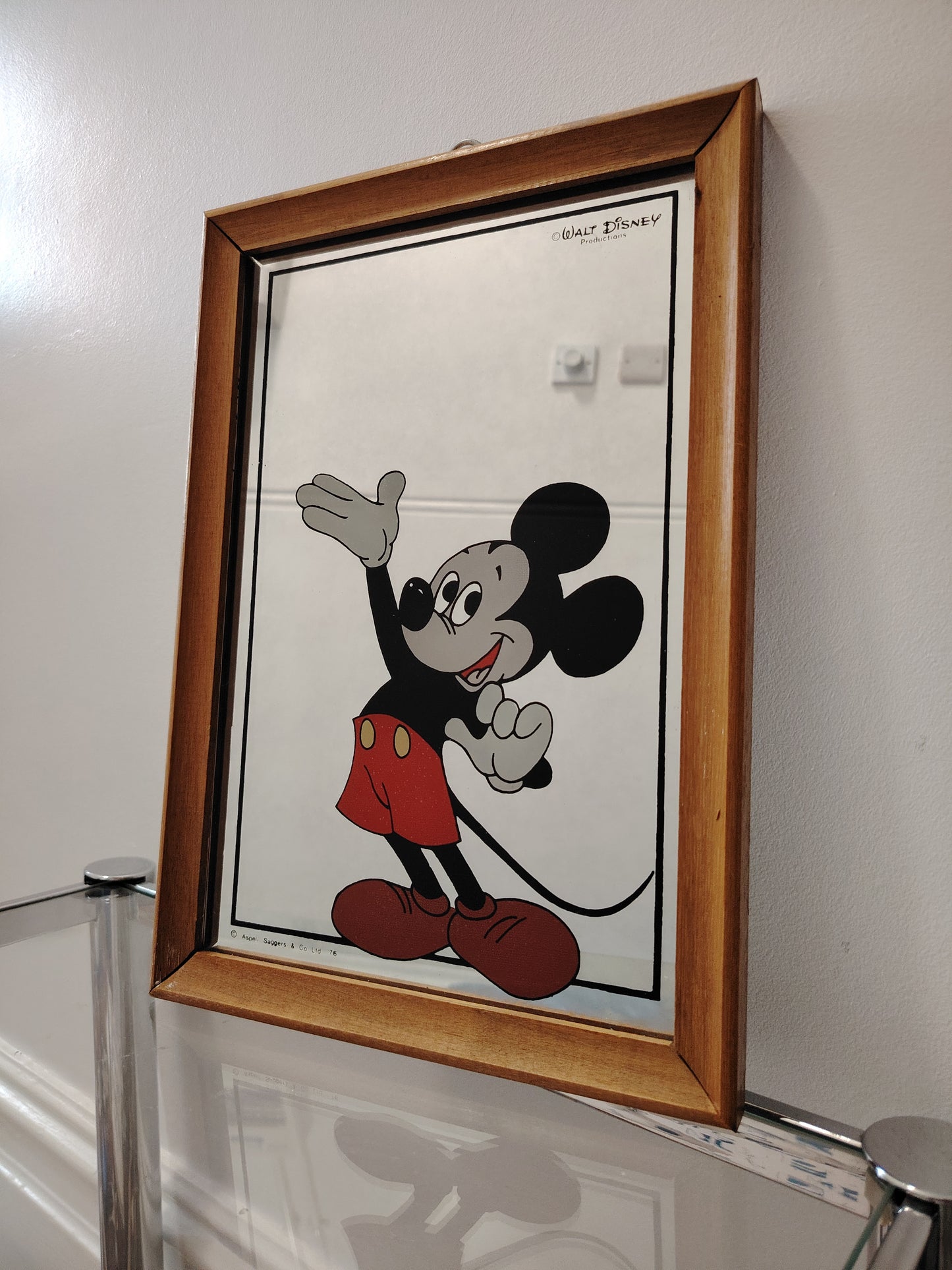 Vintage 1970's Mickey Mouse Picture Mirror
