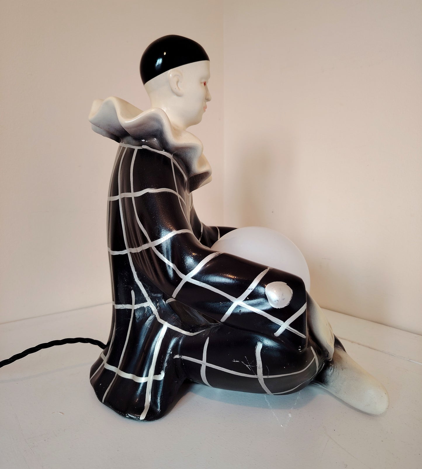 Large 1950's Pierrot Clown Lamp