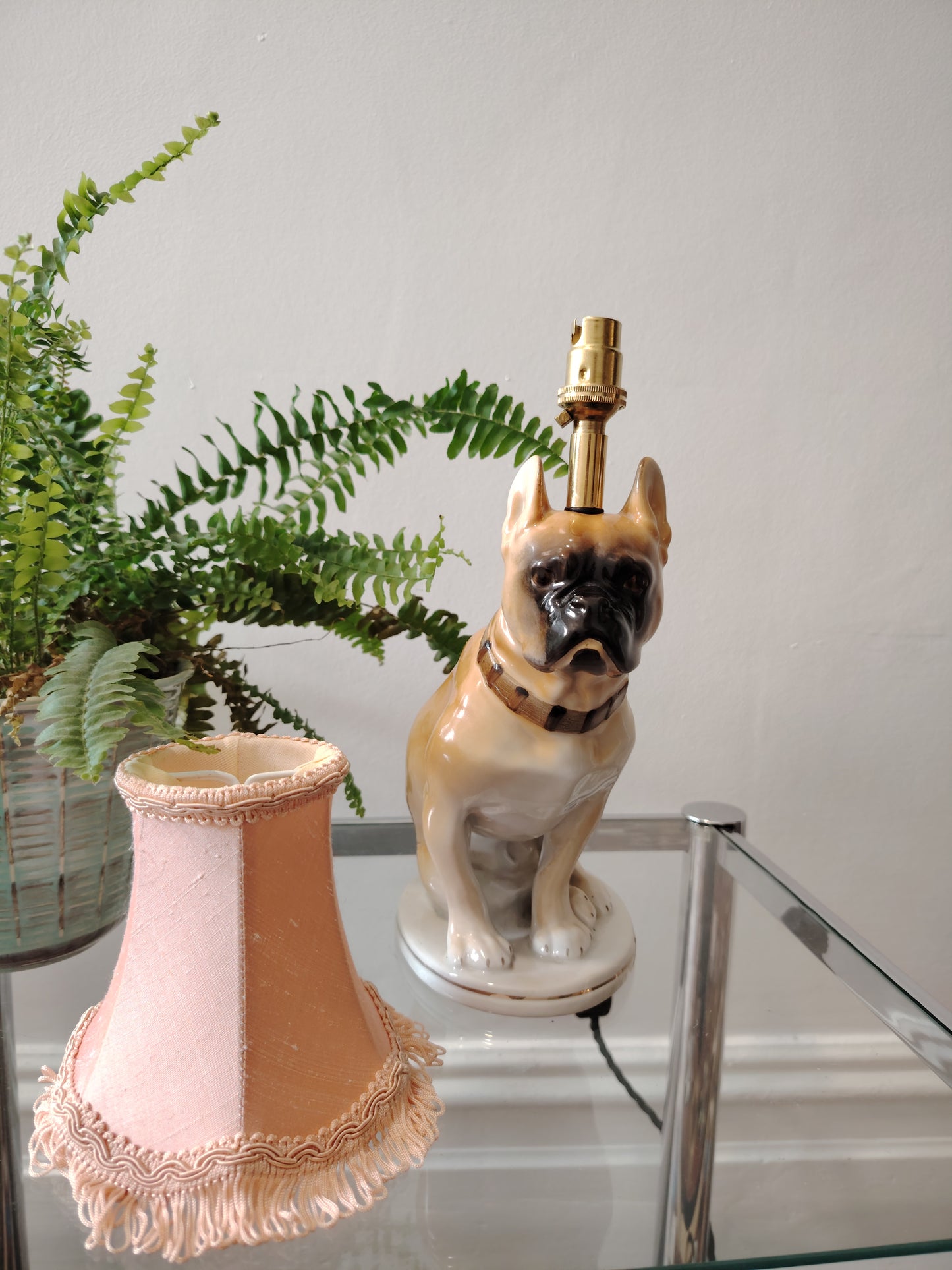 Vintage Upcycled French Bull Dog Lamp