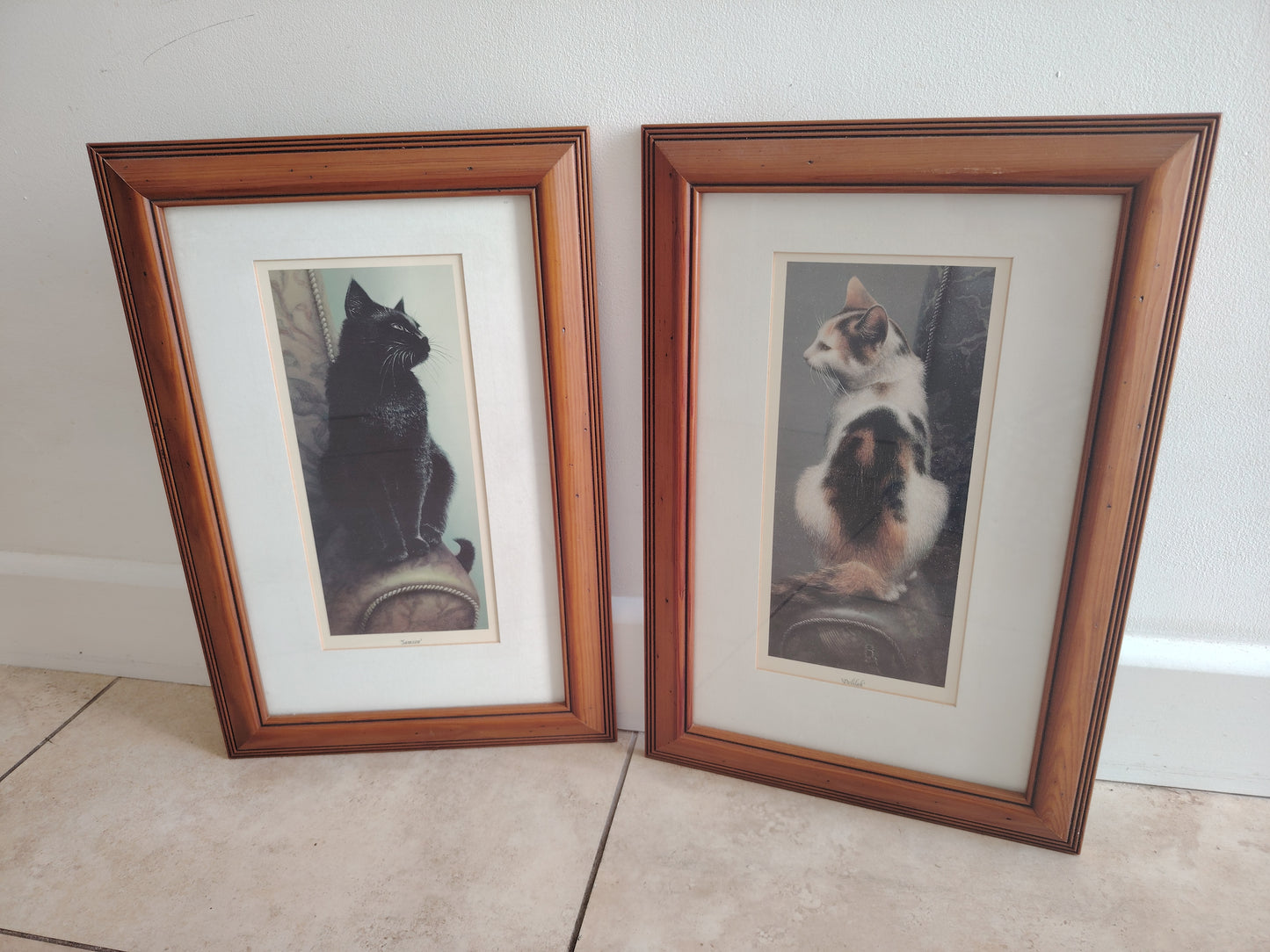 Pair of 90's Cat Prints "Samson and Delilah"