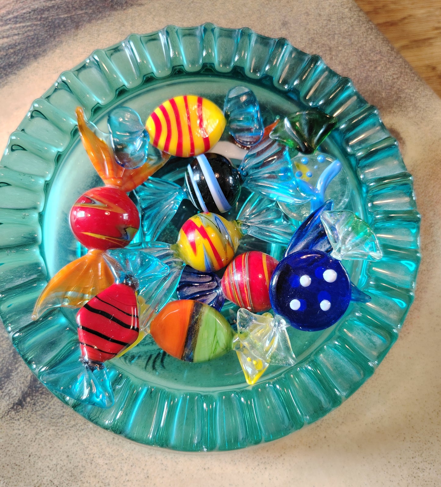 Set of 10 assorted murano glass sweets