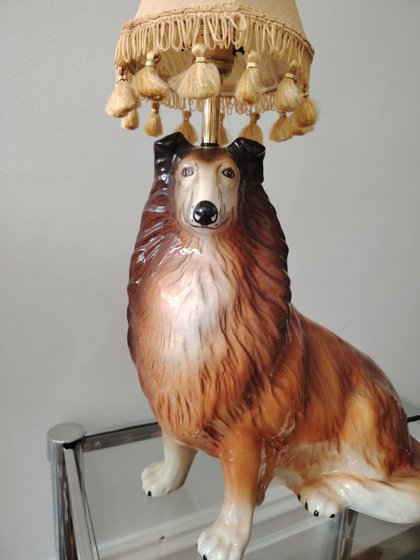 Vintage upcycled Collie Dog Lamp