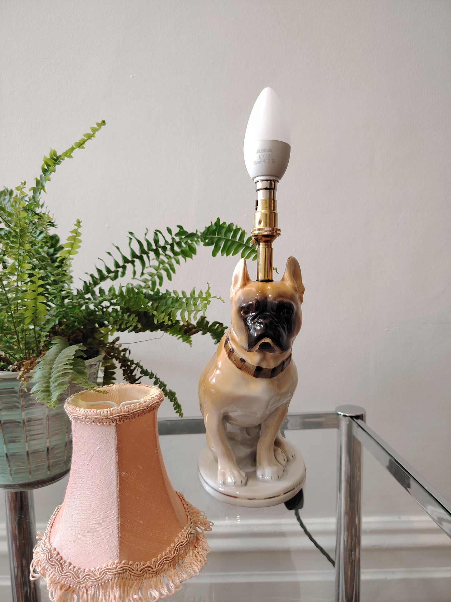 Vintage Upcycled French Bull Dog Lamp