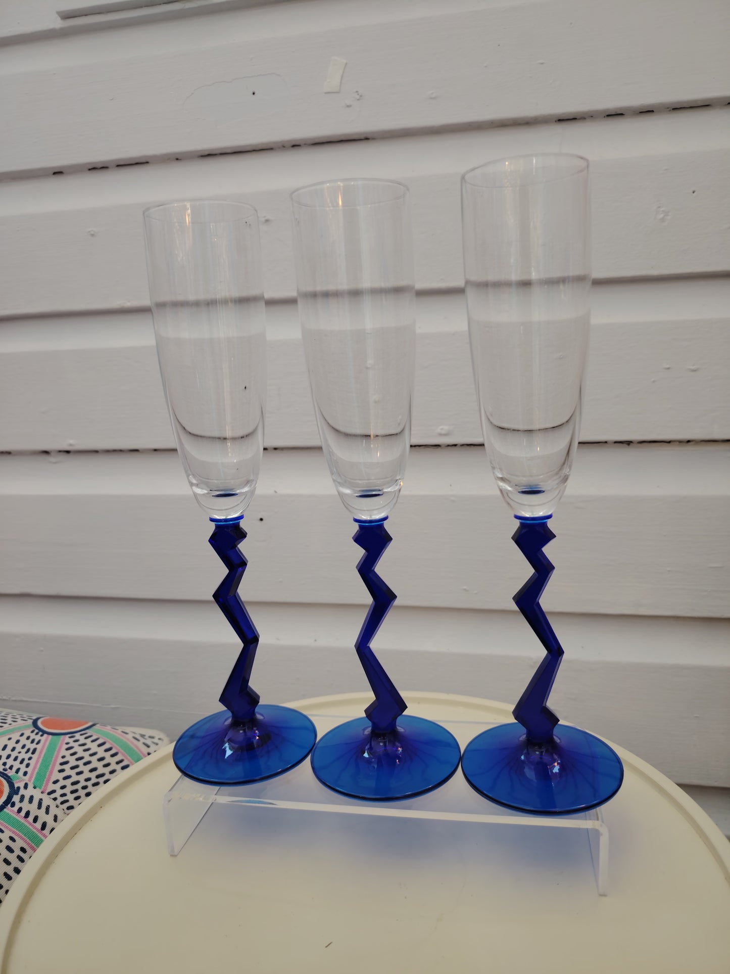Trio of Vintage 80's Memphis Style Champagne Flutes