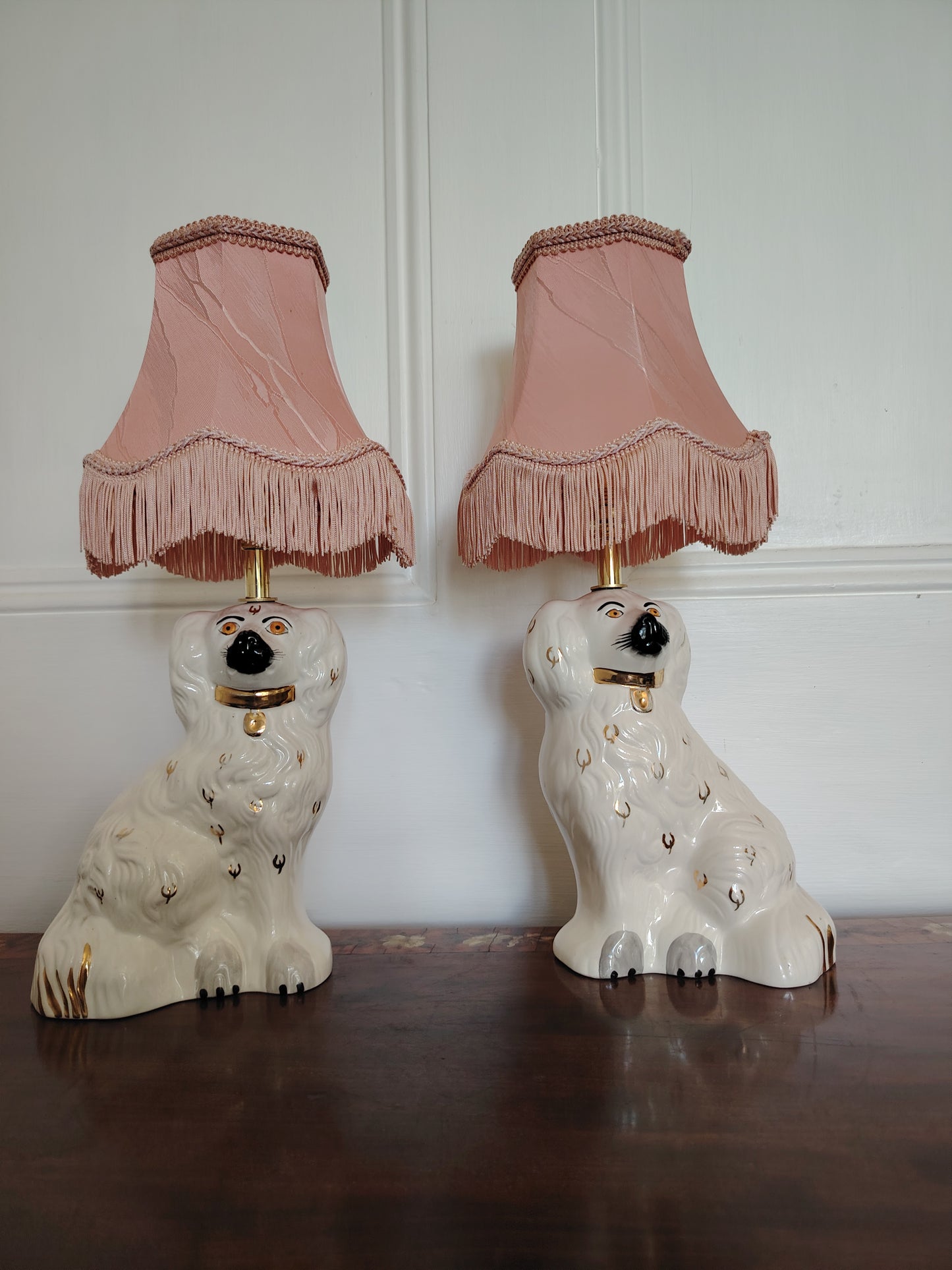 Pair of Vintage Reworked Beswick Pot Dog Lamps