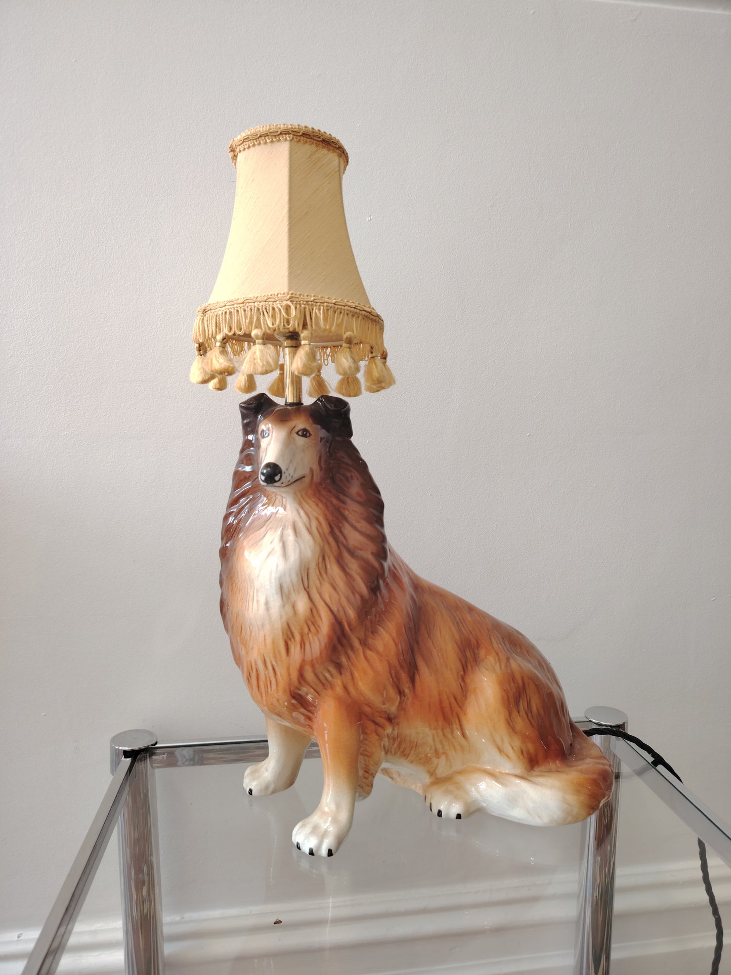Vintage upcycled Collie Dog Lamp