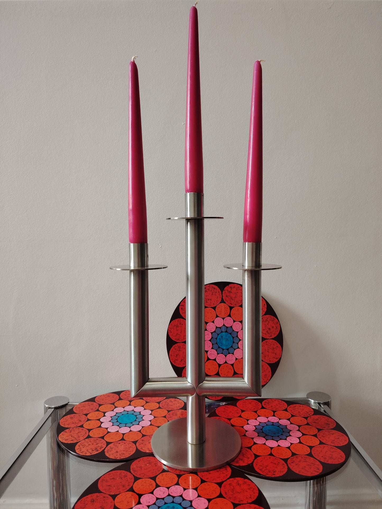 Mid Century Stainless Steel Candleabra