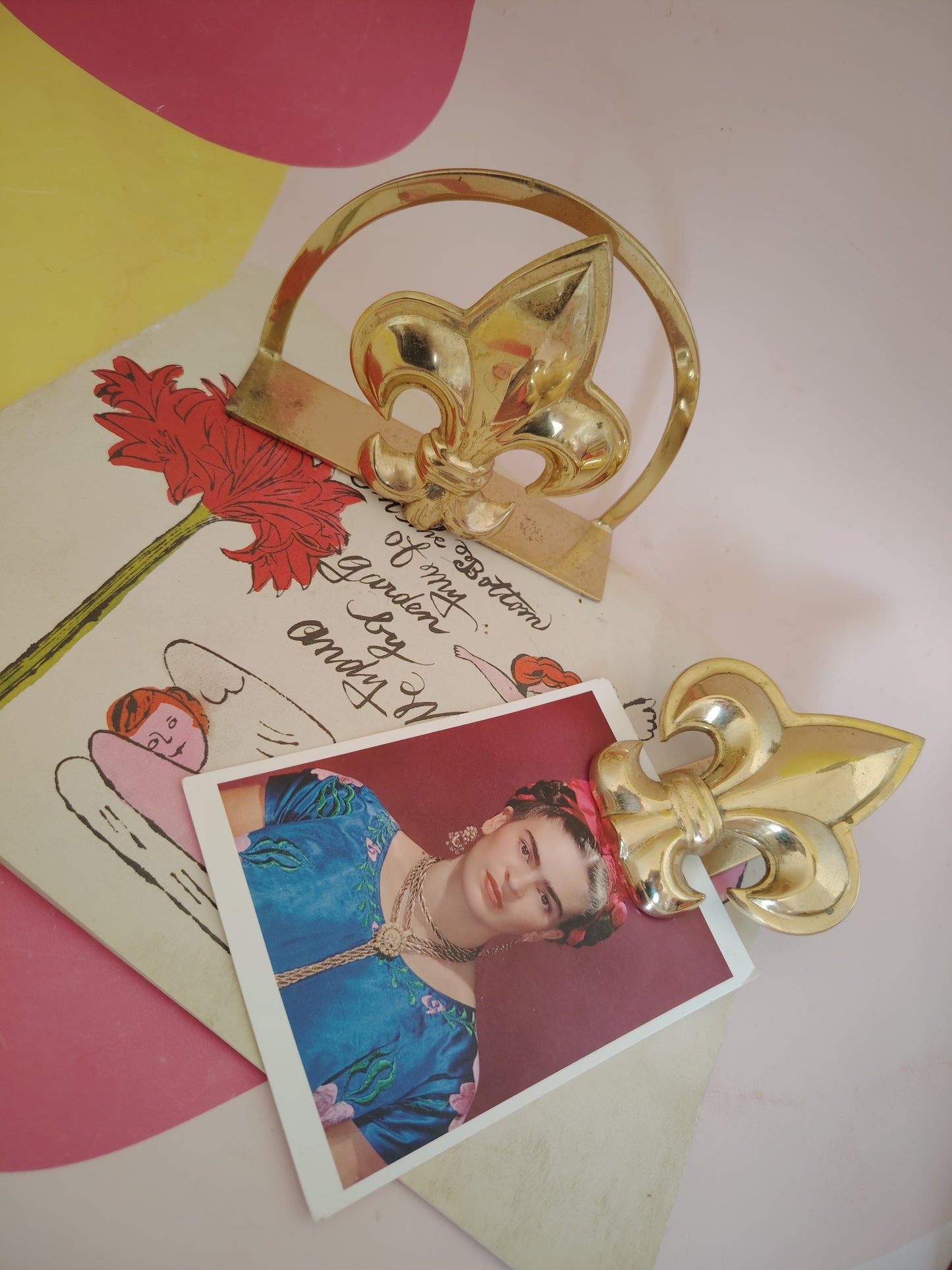 Brass Fleur-de-lis Letter rack and Letter Clip