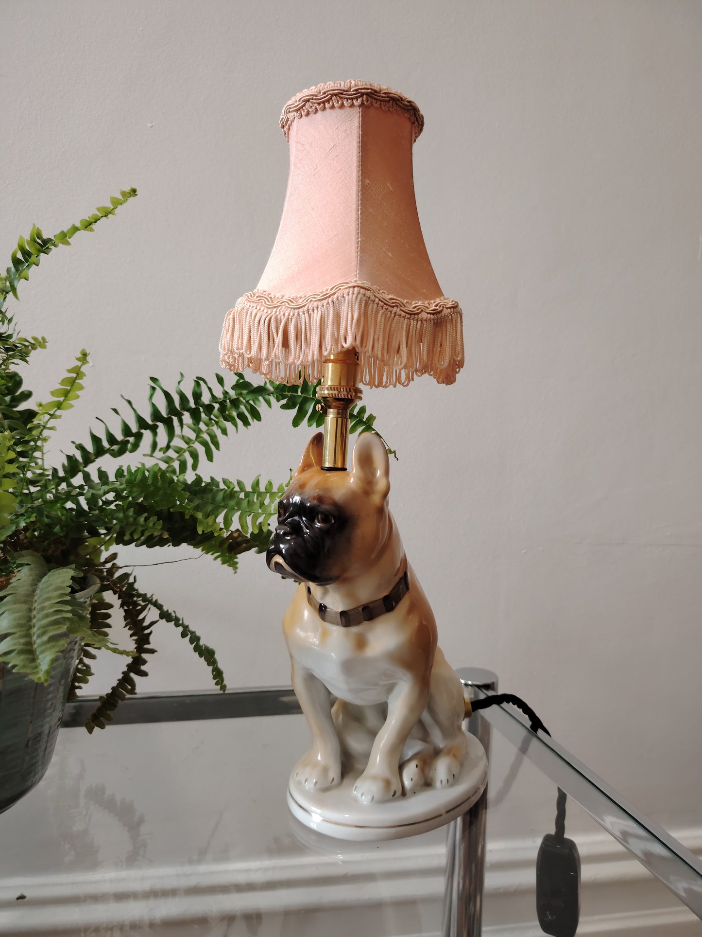 Vintage Upcycled French Bull Dog Lamp