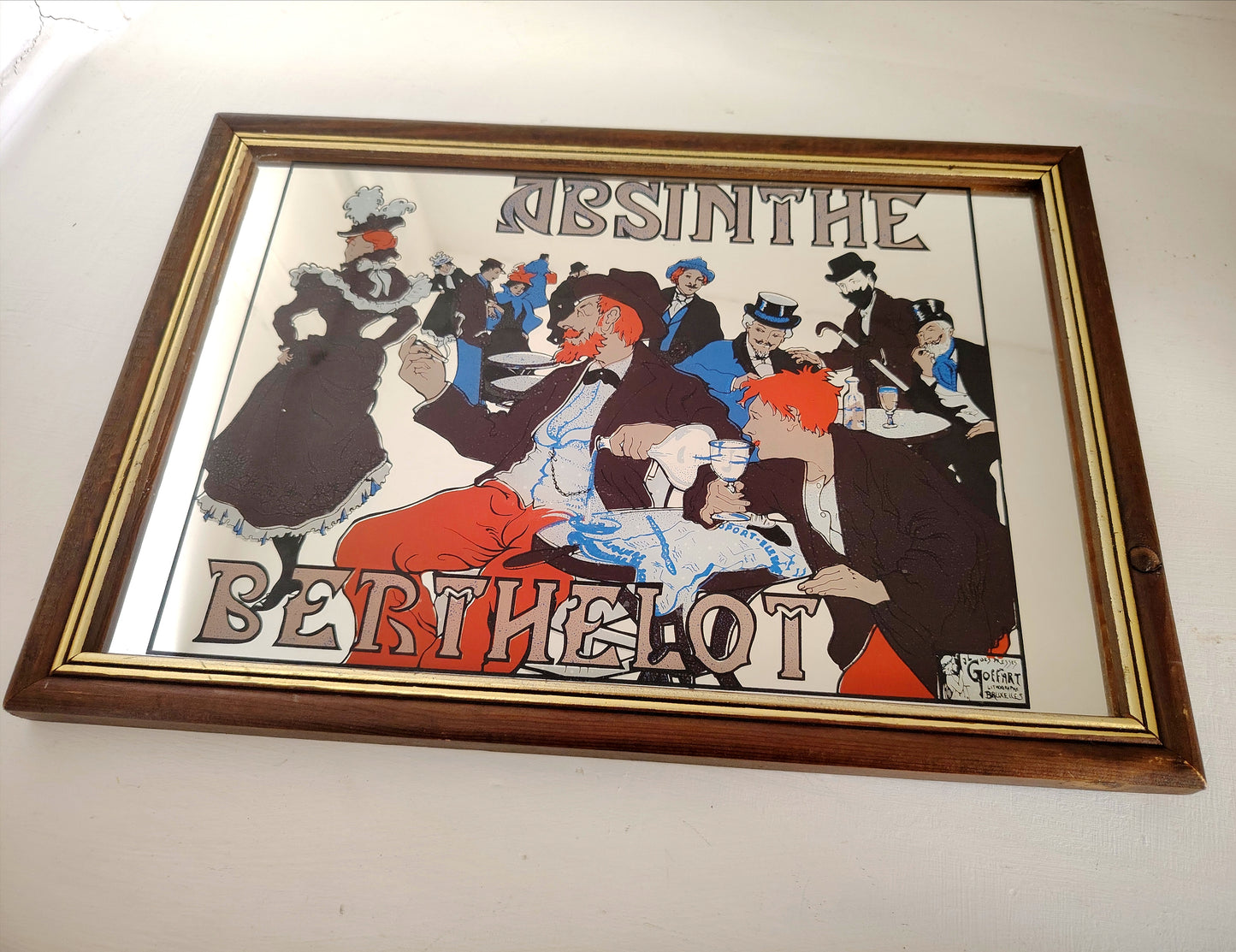 Rare Vintage Art Nouvea Style Henri Thiriet Absinthe Advertising Mirror