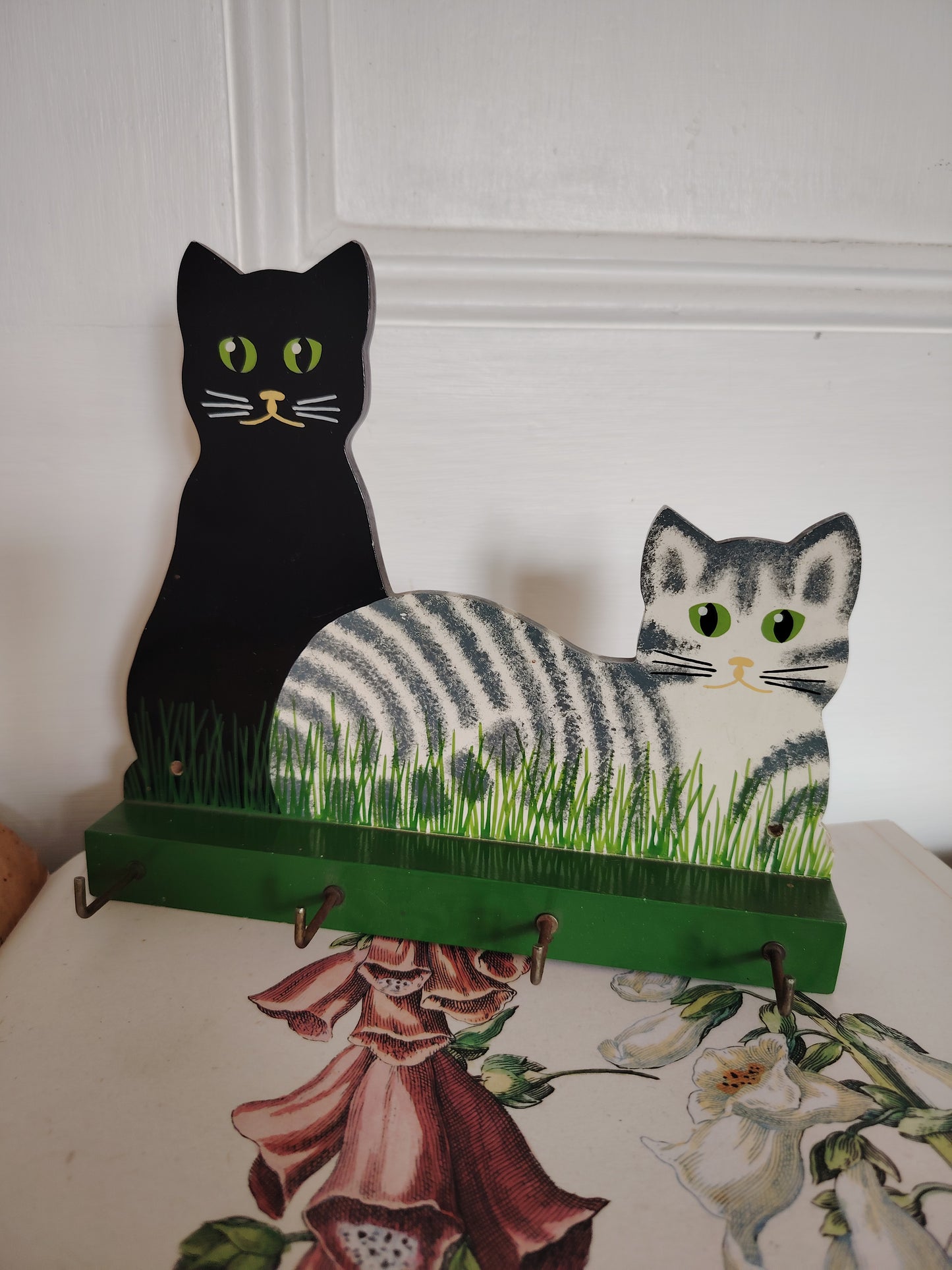 Vintage Hand Painted Cat Hooks