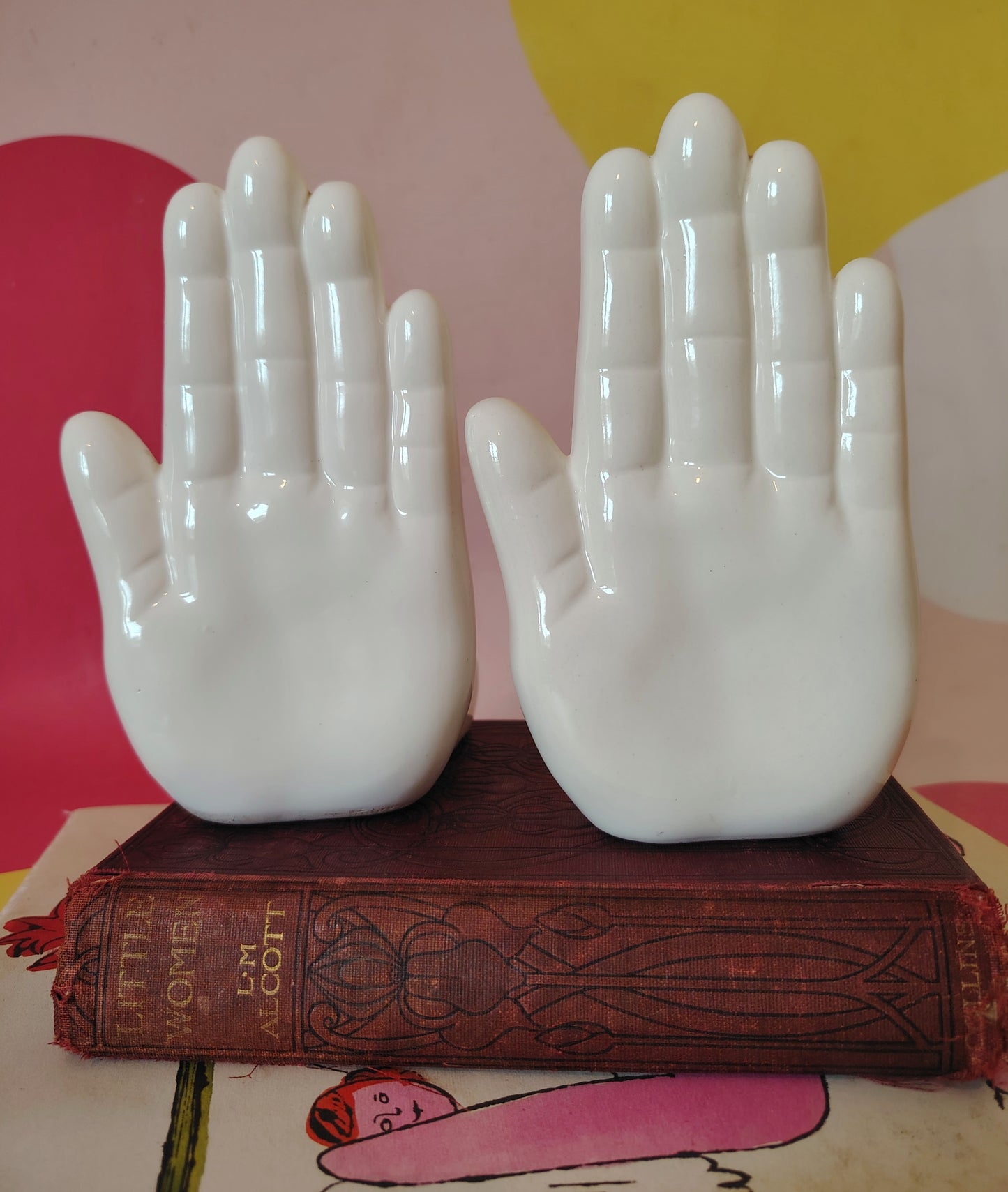 Pair of Vintage Ceramic Hand Bookends