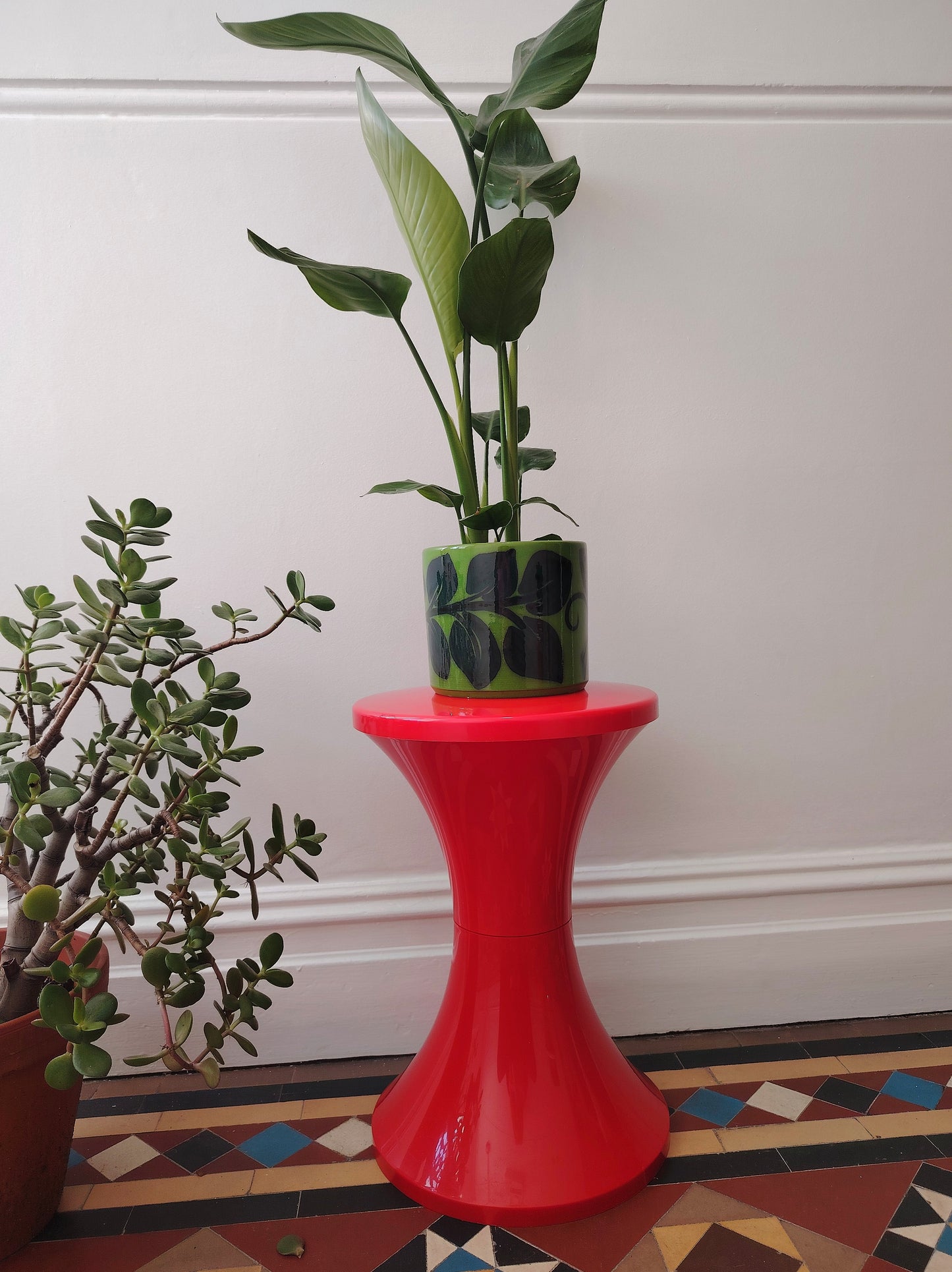 Original Vintage Red Tam Tam Stool/ Plant Stand