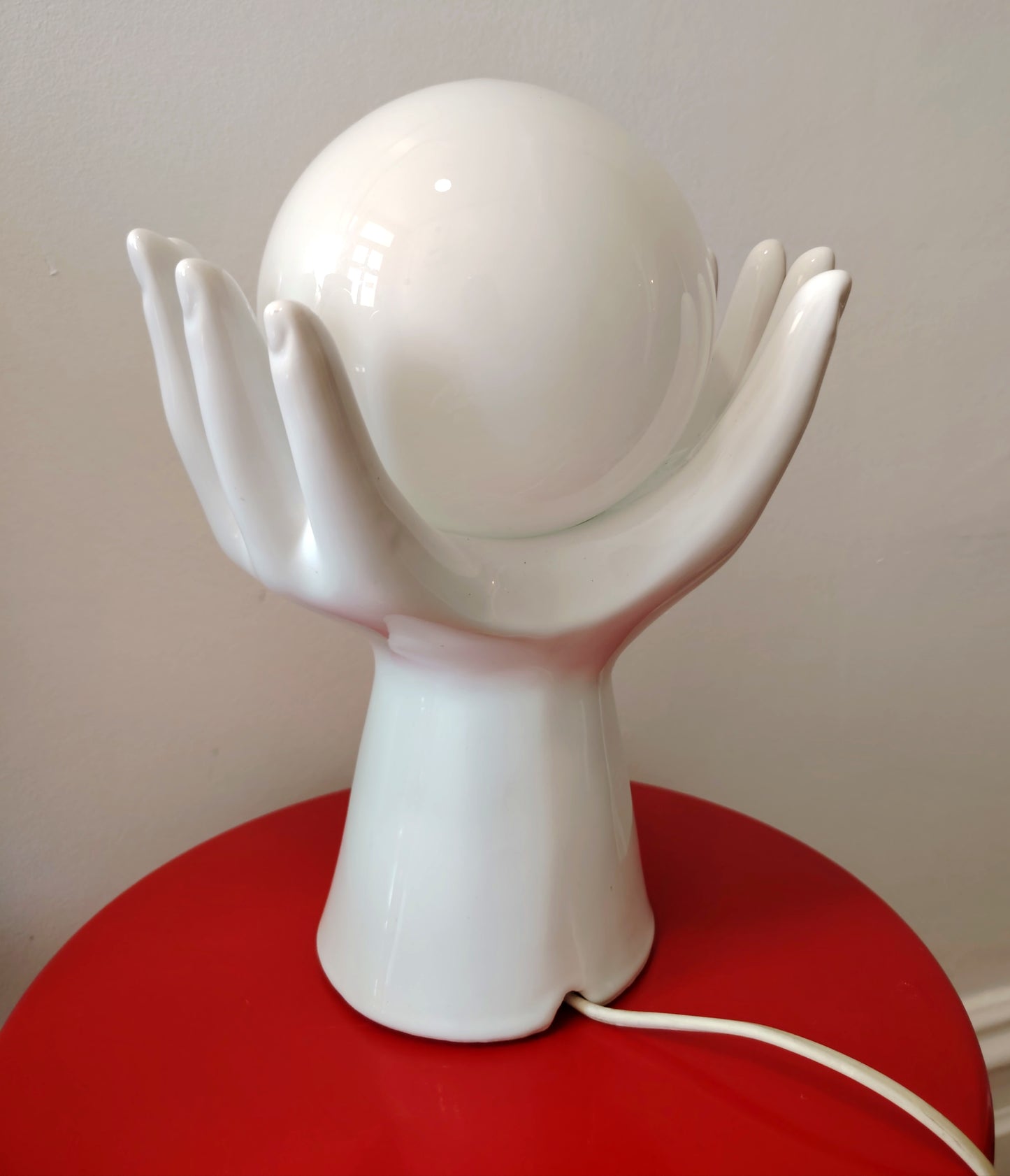 Vintage 80's Hands and Globe Lamp