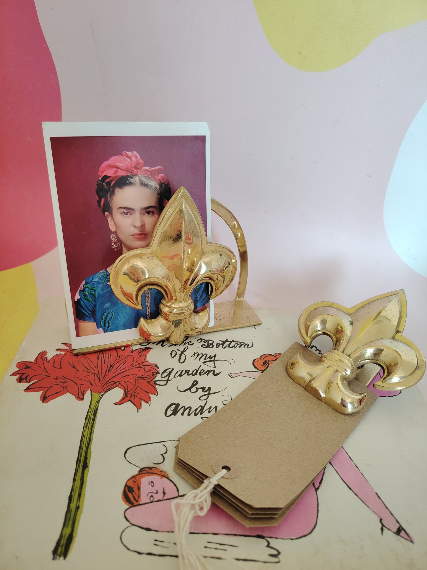 Brass Fleur-de-lis Letter rack and Letter Clip