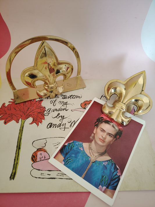 Brass Fleur-de-lis Letter rack and Letter Clip