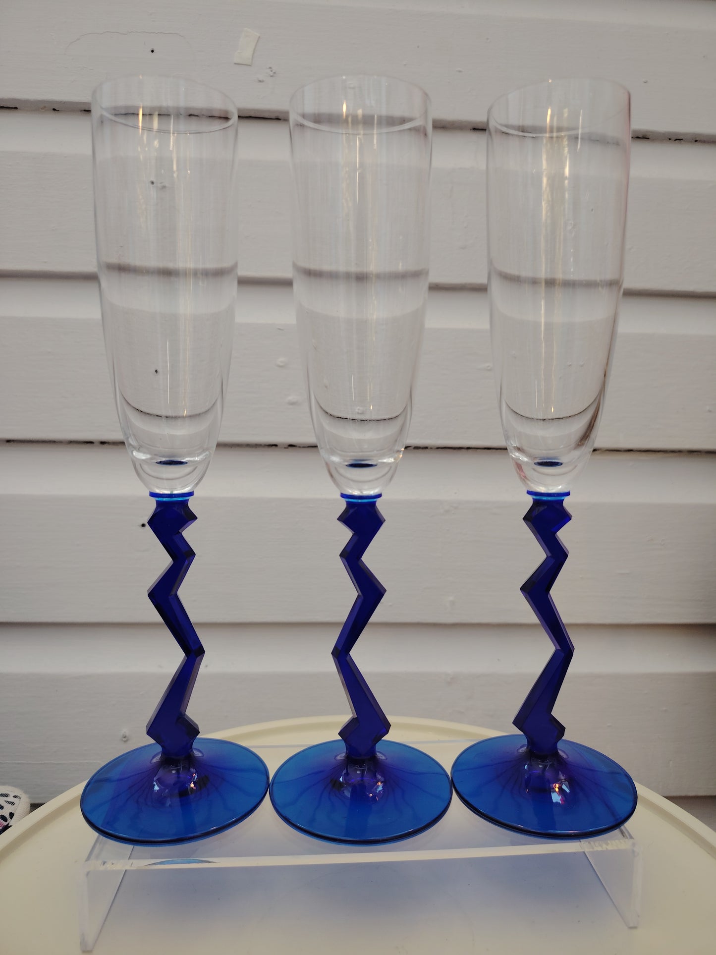 Trio of Vintage 80's Memphis Style Champagne Flutes