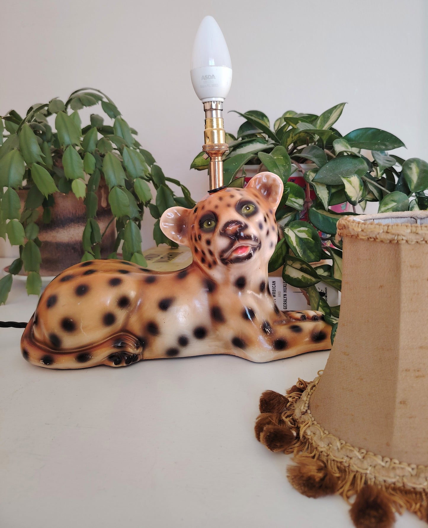 Upcycled Leopard Cub Lamp
