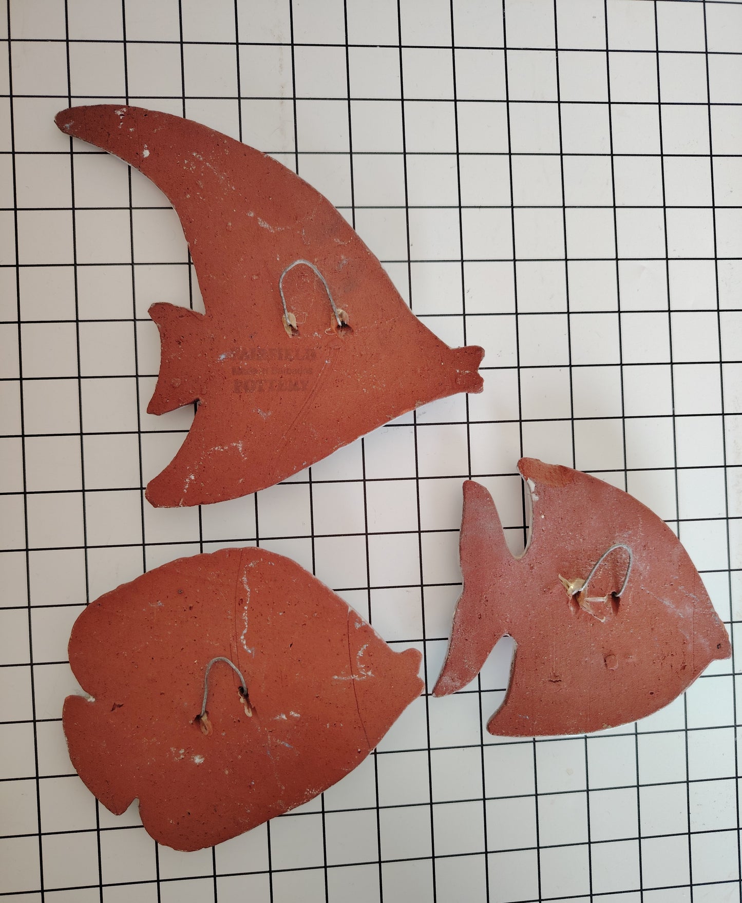 Trio of Vintage Pastel Fish Wall Hangings