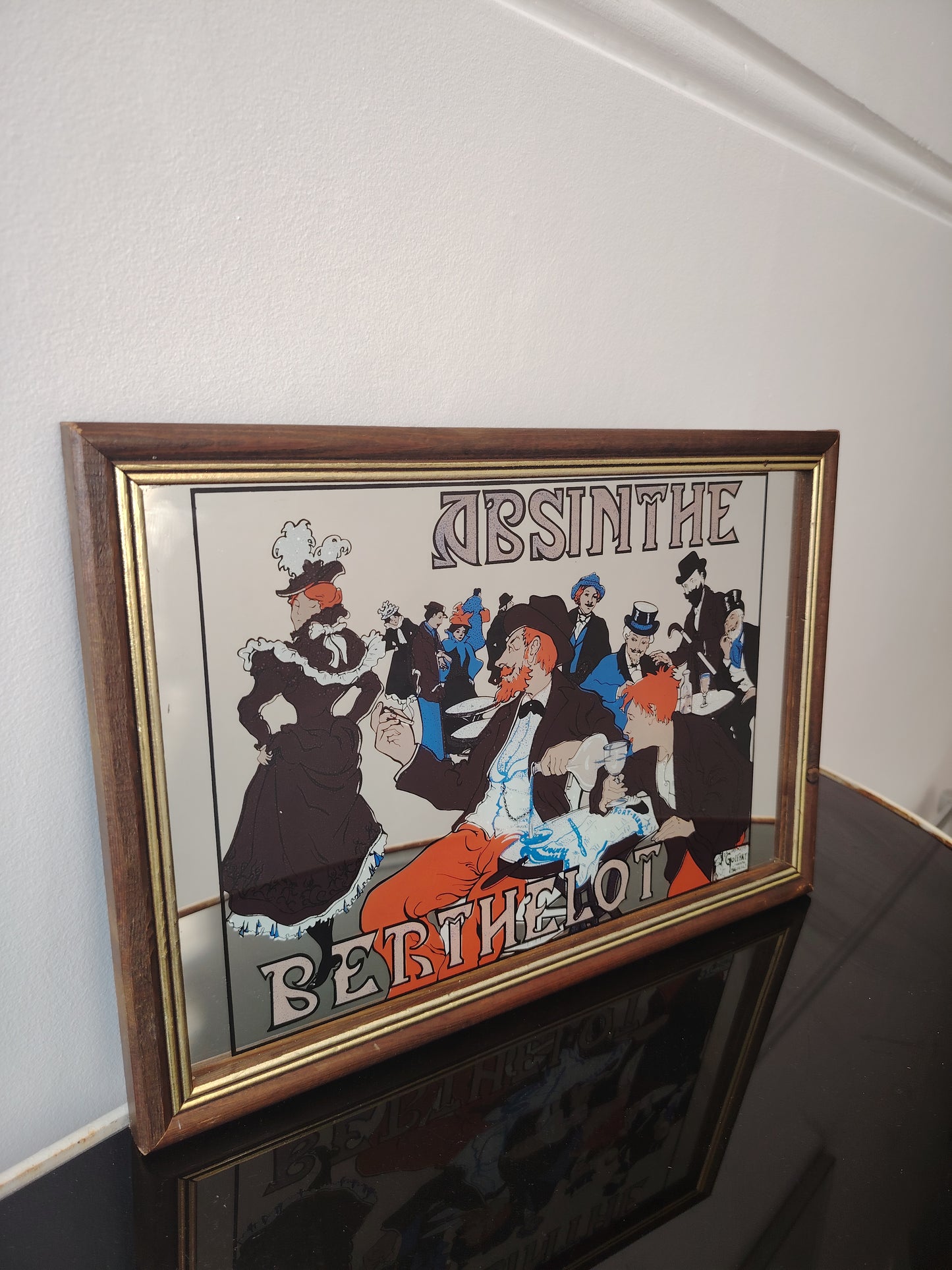 Rare Vintage Art Nouvea Style Henri Thiriet Absinthe Advertising Mirror