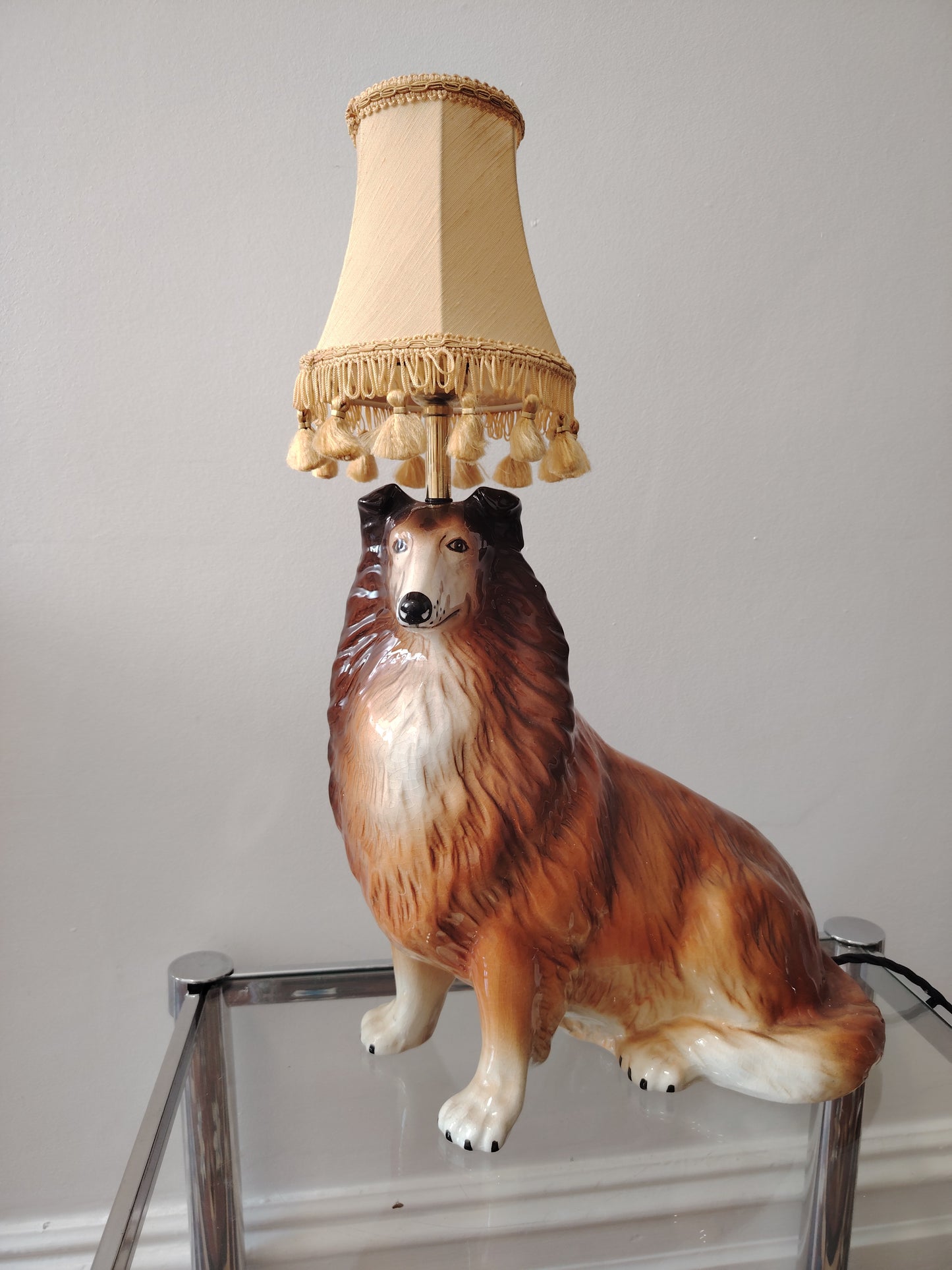 Vintage upcycled Collie Dog Lamp