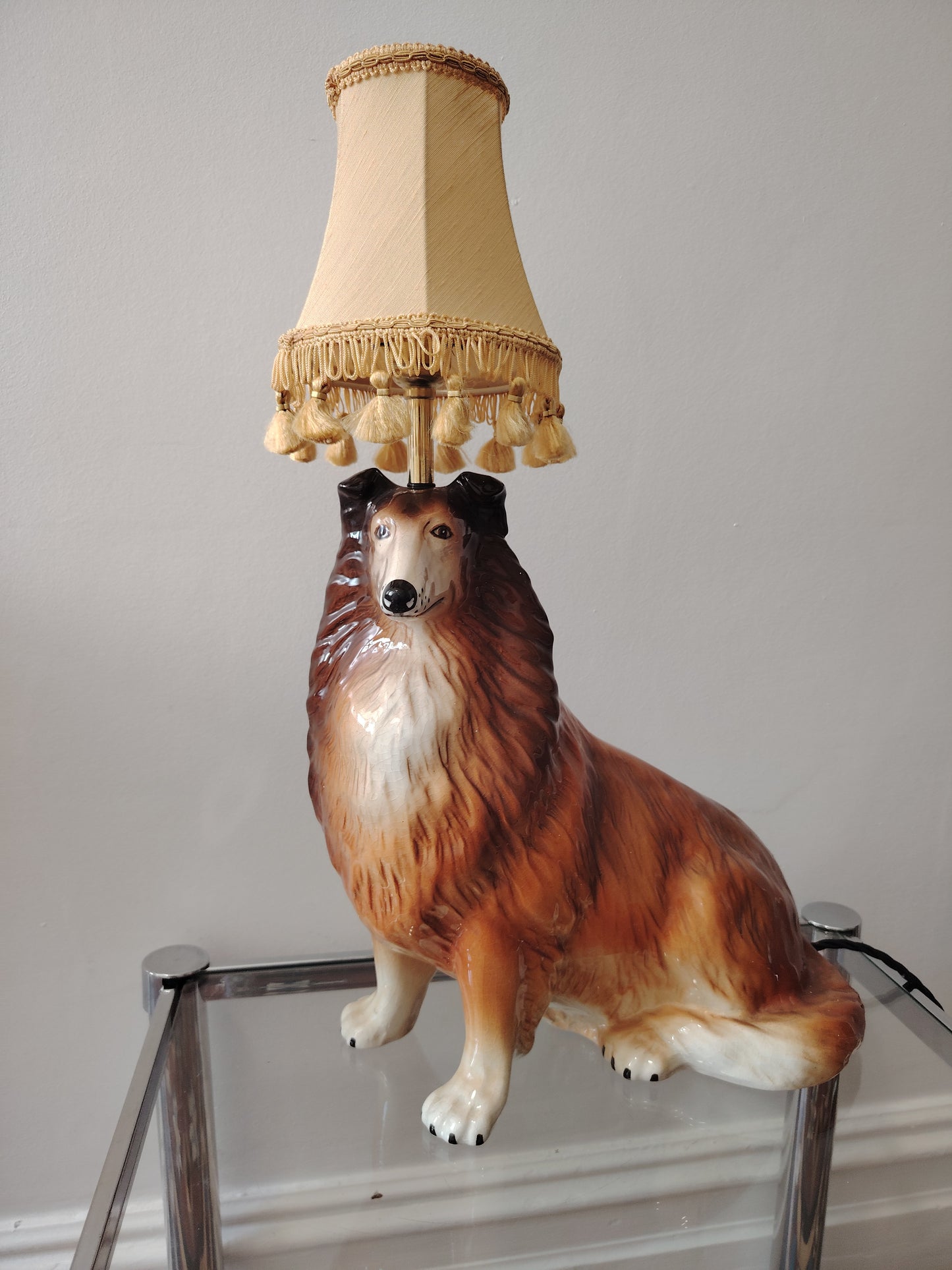 Vintage upcycled Collie Dog Lamp
